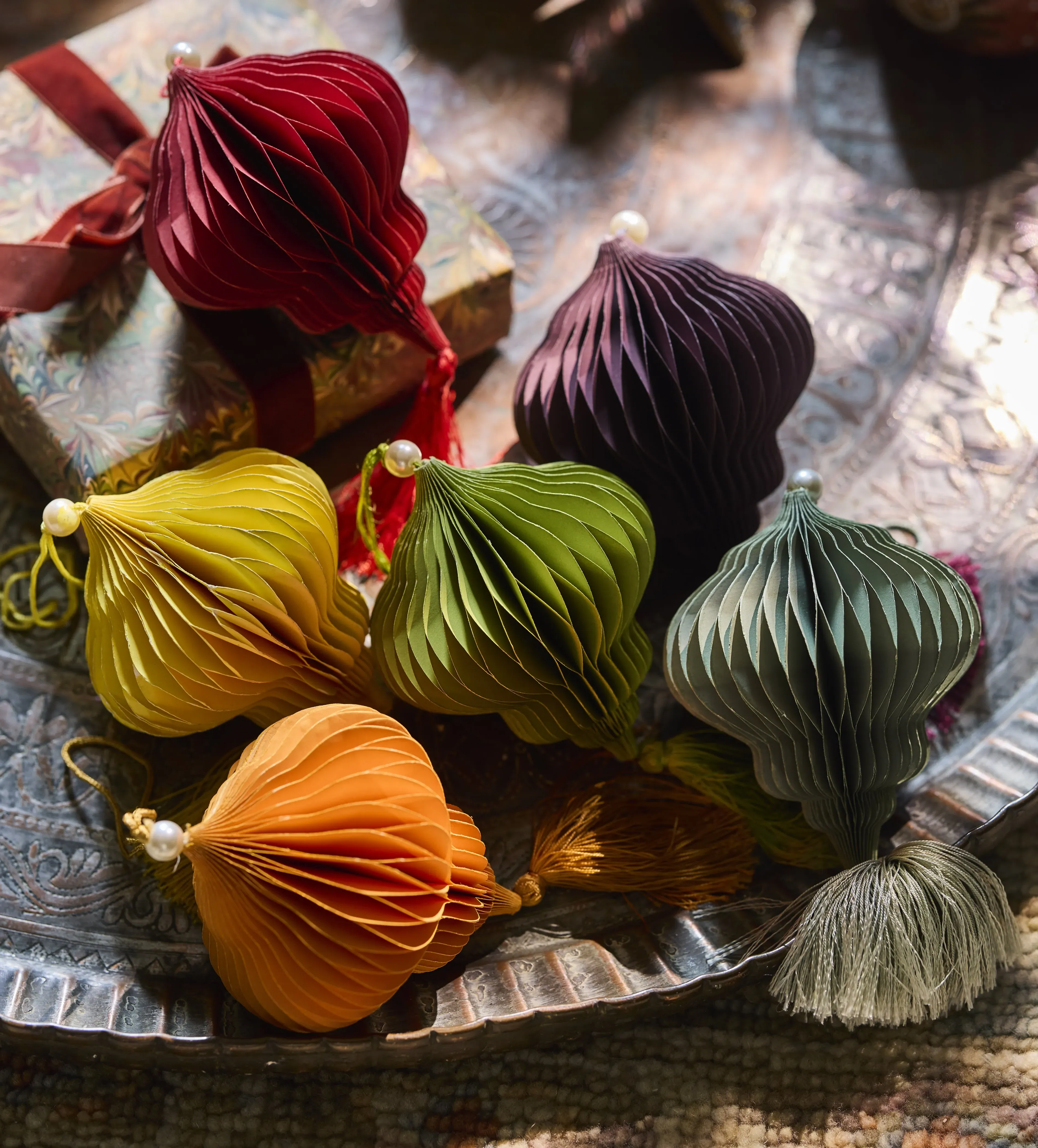 Bauble Honeycomb Decoration Set of Six - Multi by OKA, image 2