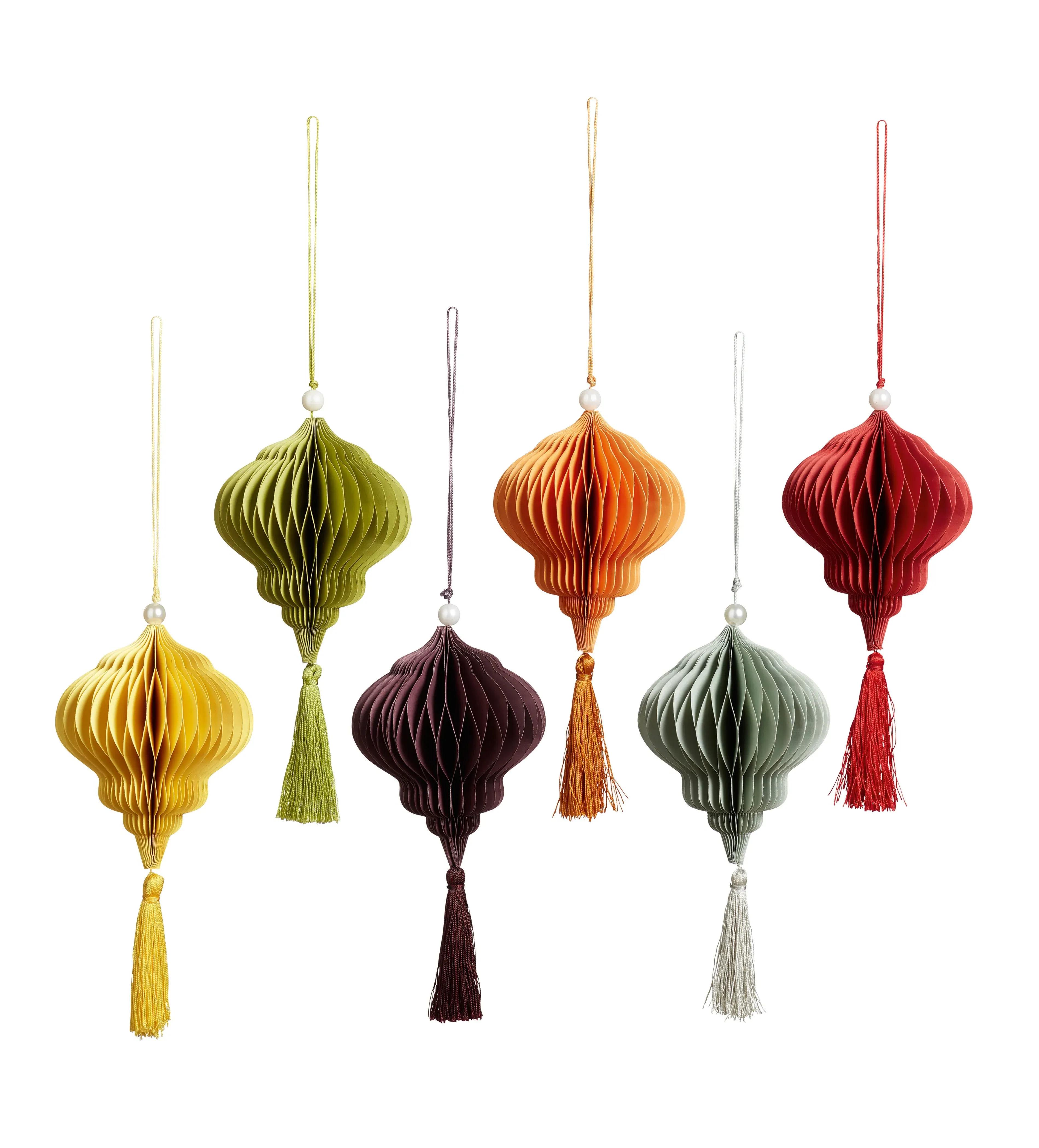 Bauble Honeycomb Decoration Set of Six - Multi by OKA