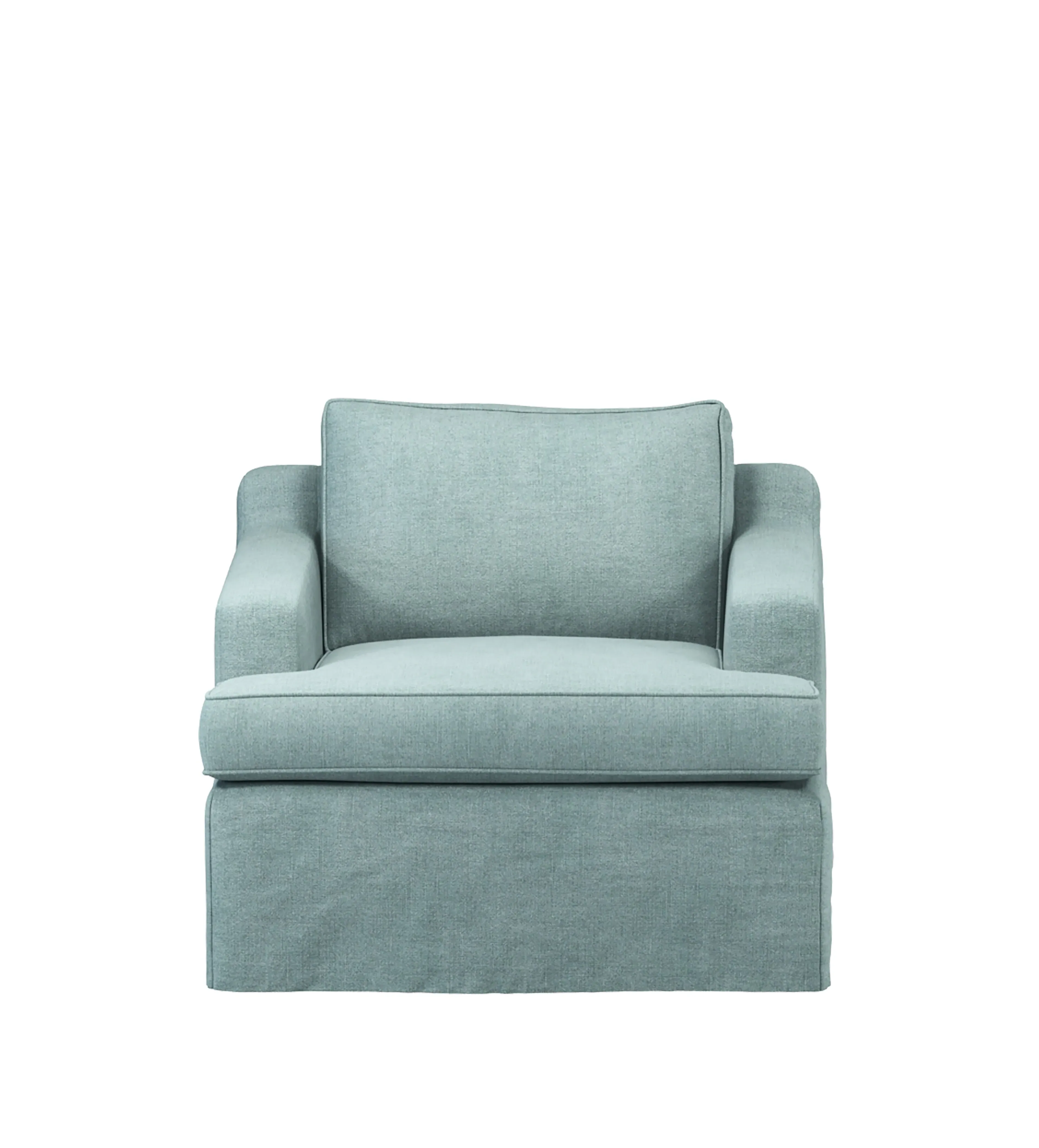 Beale Armchair Loose Cover - Aqua, Stonewash Linen by OKA