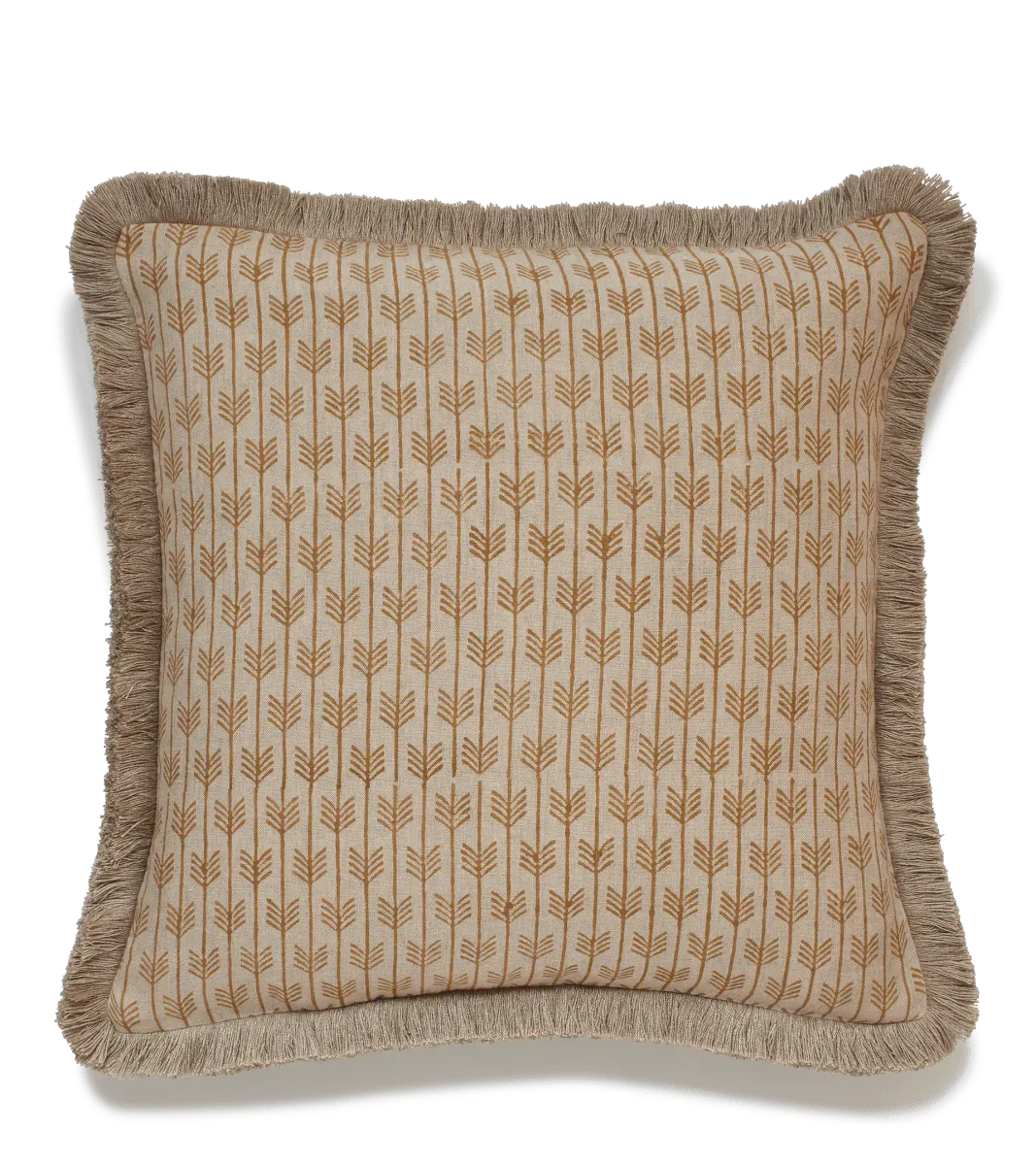 oka-caladia-cushion-cover-with-fringing-mustard-cushion-covers-linen-striped image