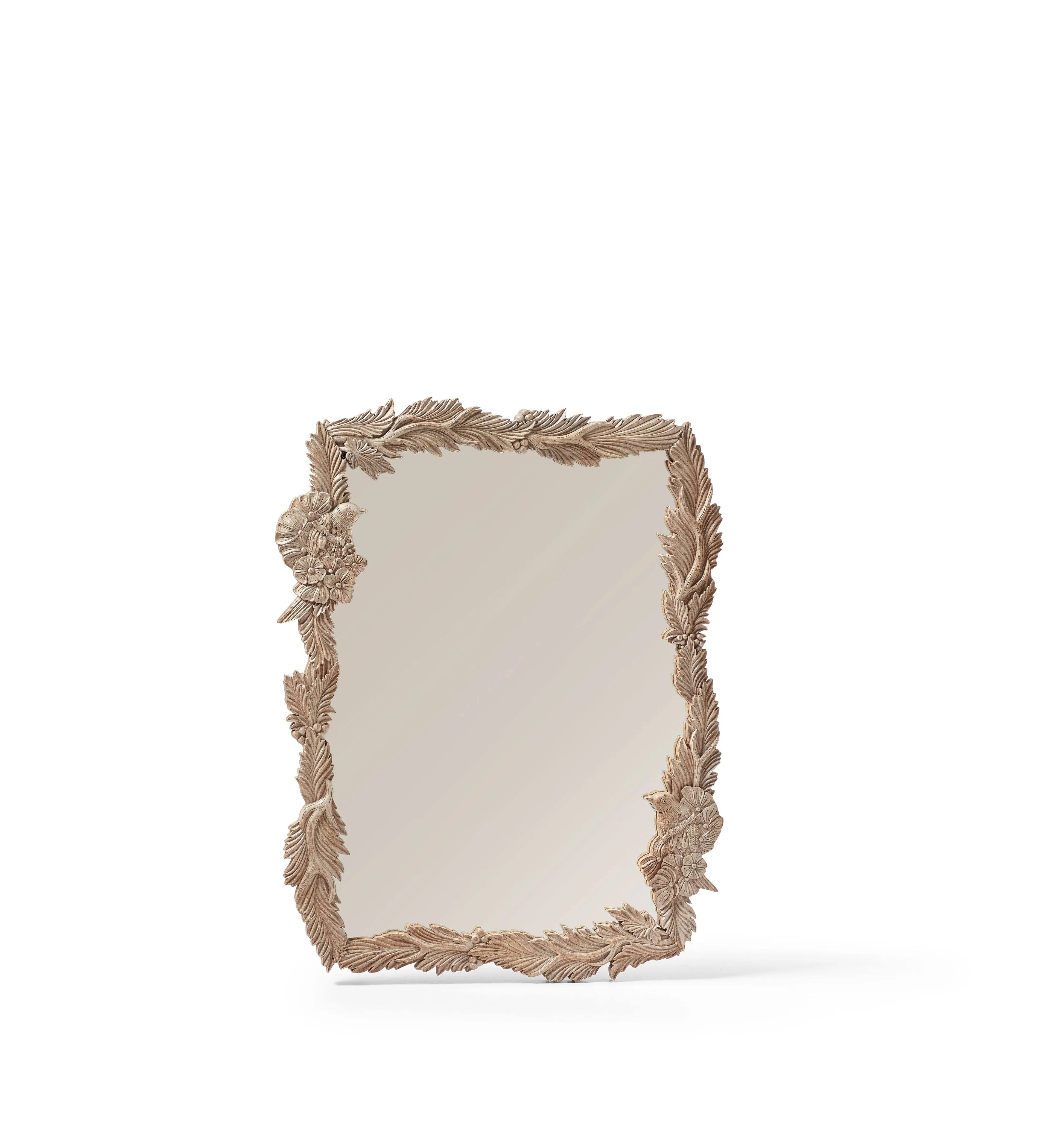 Calandra Hand-Carved Wall Mirror - Natural, Mango Wood alternate view