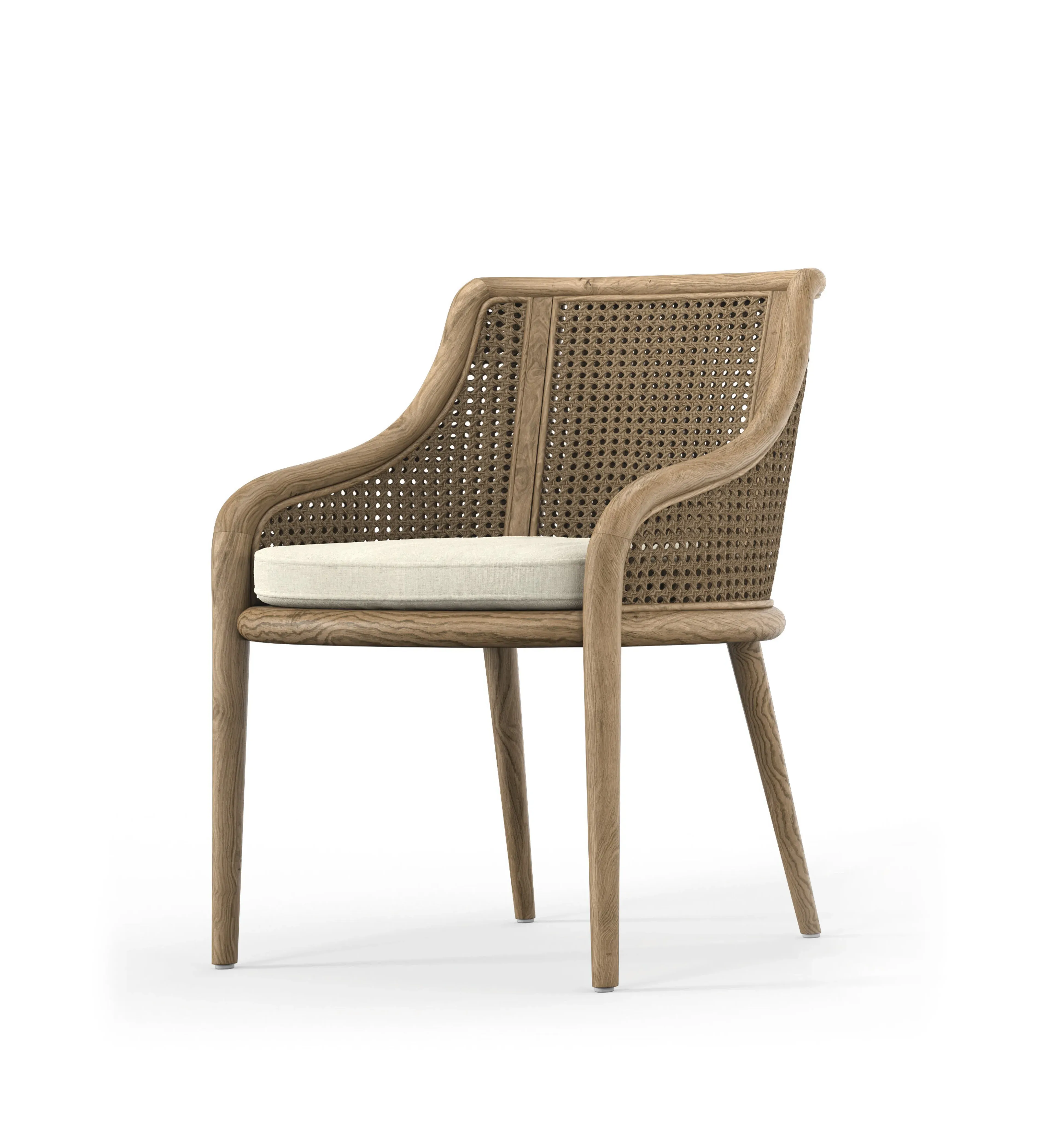 Carlos Cane Dining Chair - Weathered Oak, Natural Linen alternate view
