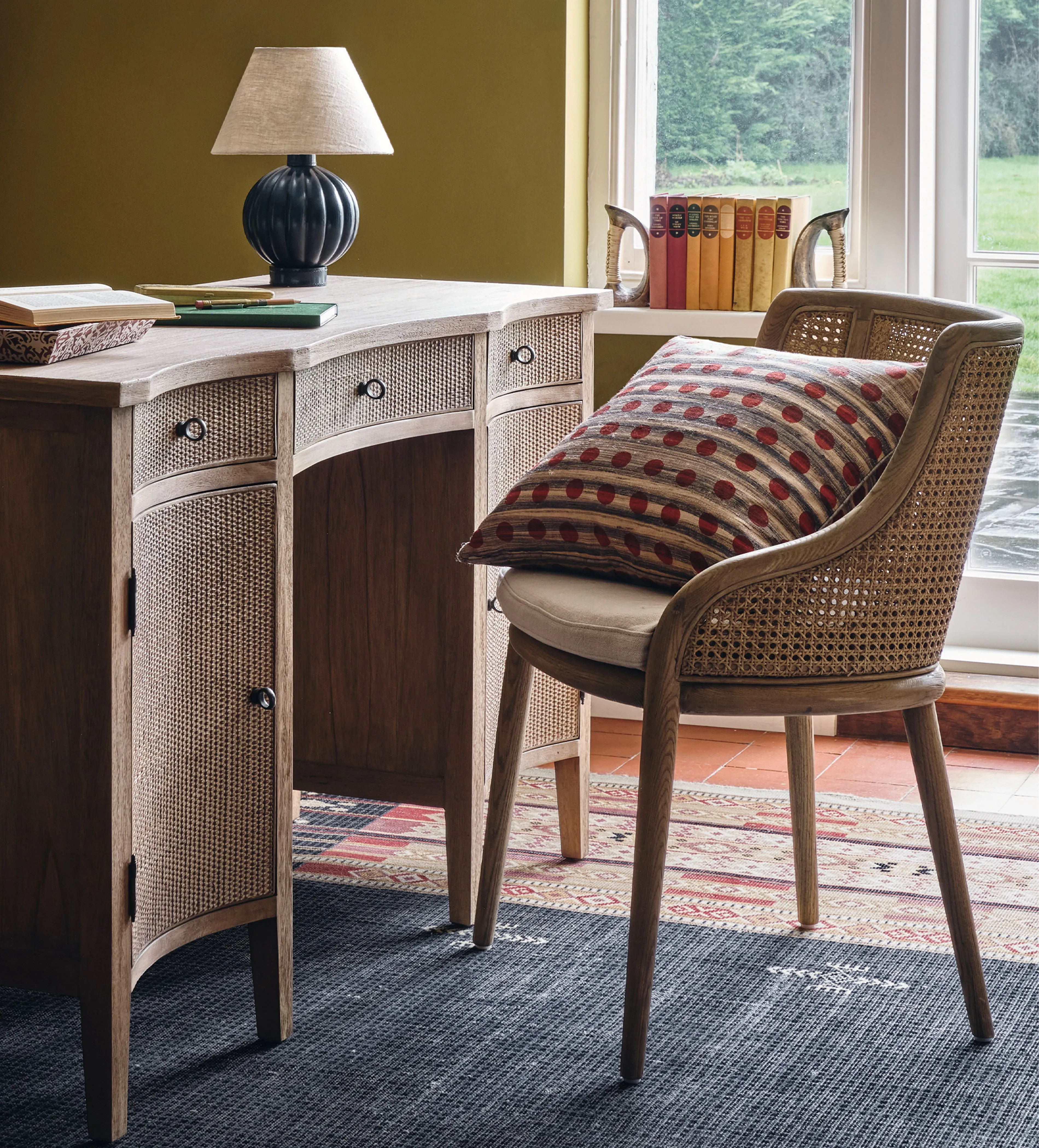 Carlos Cane Dining Chair - Weathered Oak, Natural Linen product