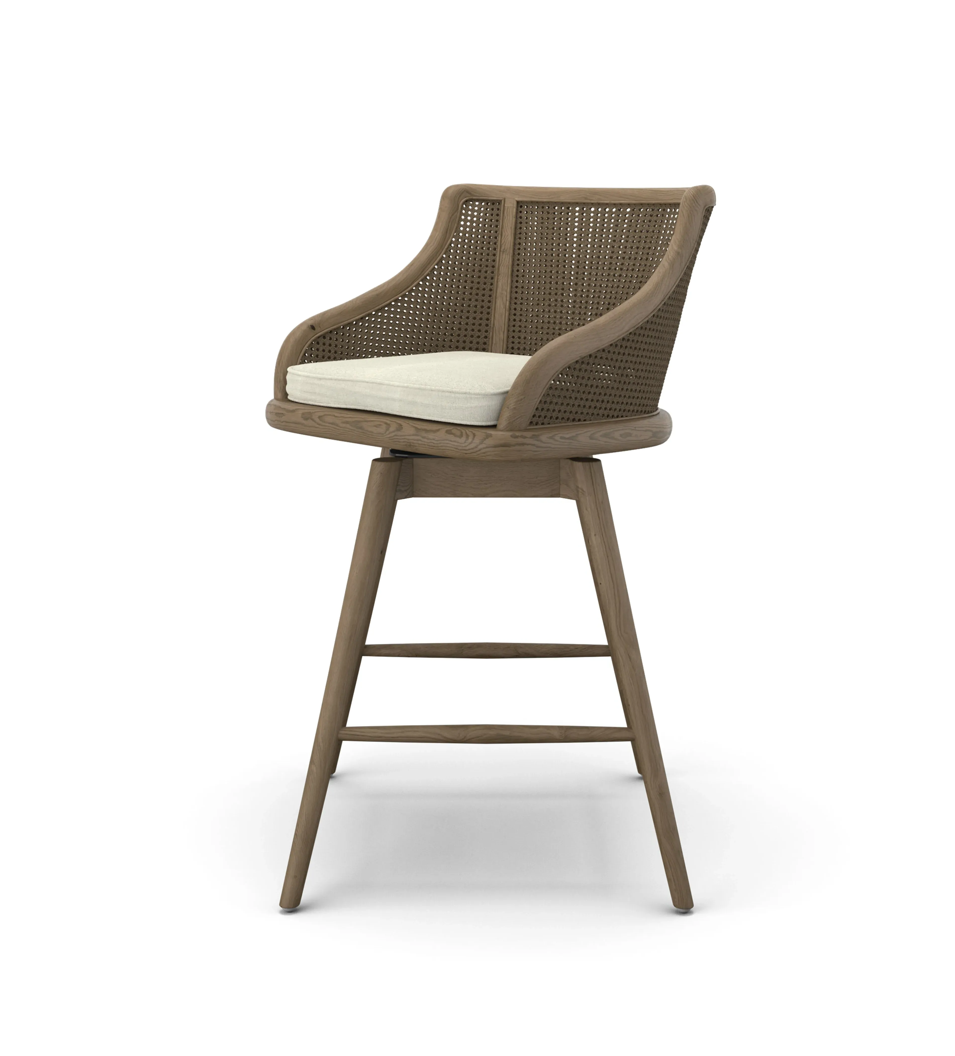 Carlos Cane Swivel Bar Stool - Weathered Oak, Natural by OKA, image 2
