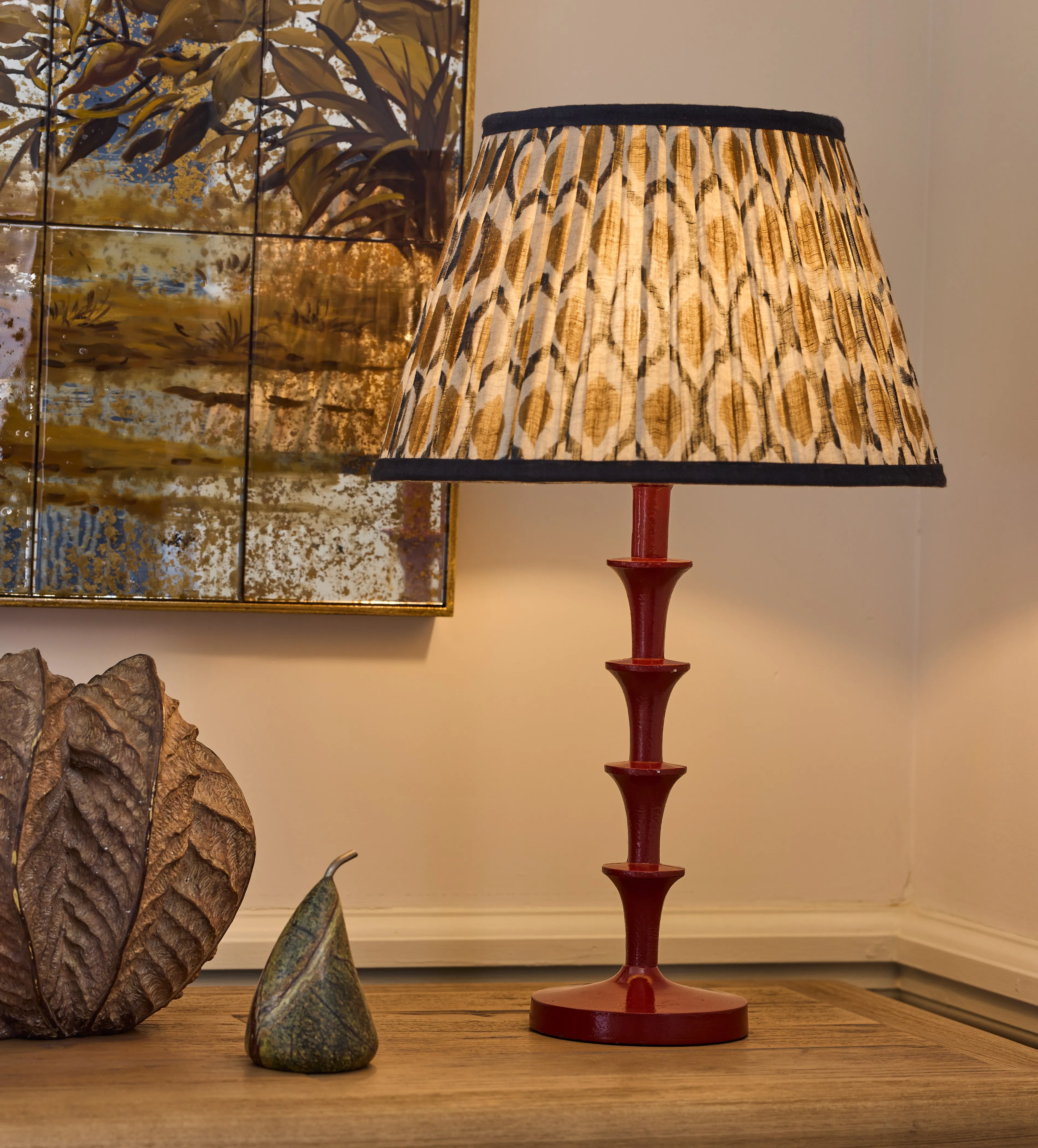 Chadhana 35cm Lampshade - Washed Orange, Linen Voile by OKA