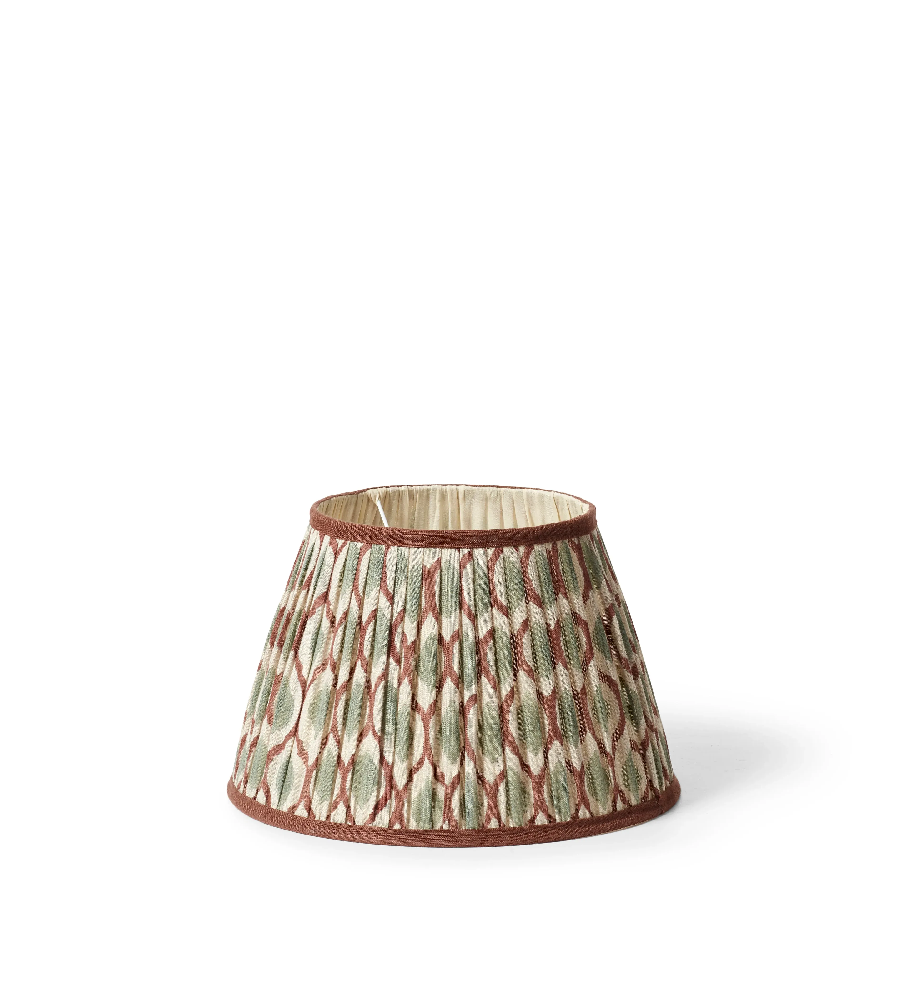 Chadhana 35cm Pleated Lampshade - Warm Red & Dark Seafoam, Linen by OKA, image 2