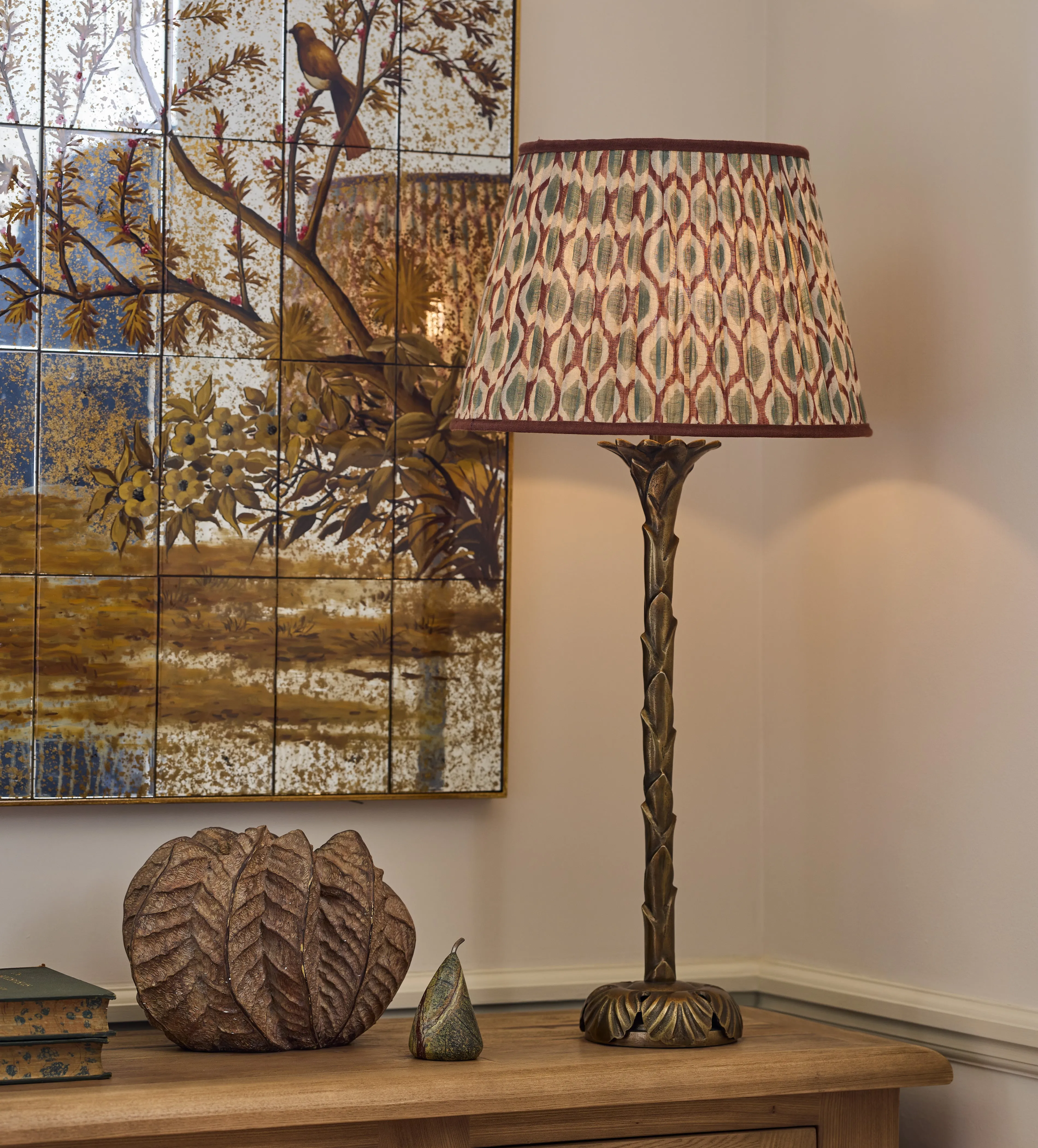 Chadhana 45cm Lampshade - Warm Red, Linen Voile by OKA