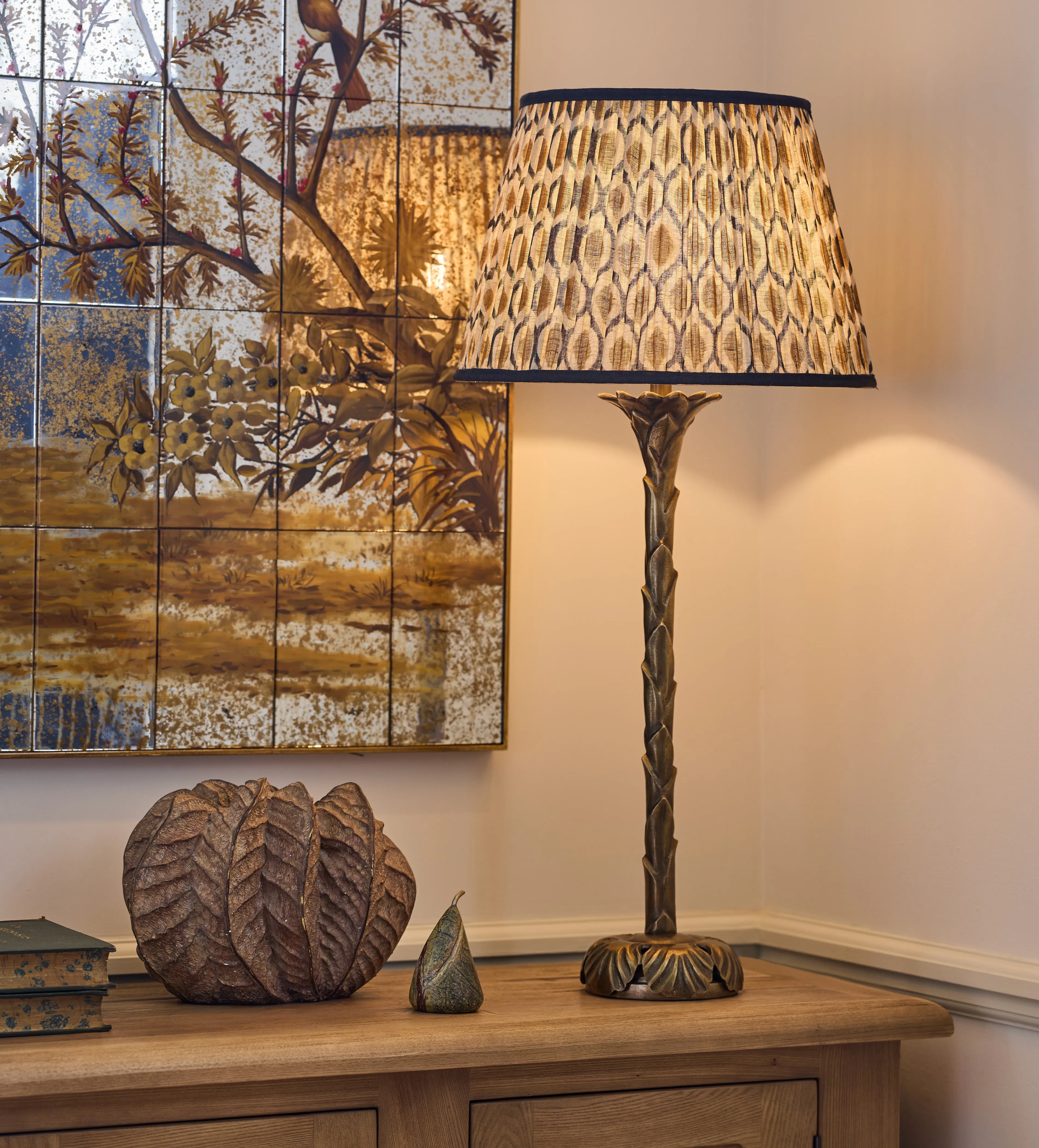Chadhana 45cm Lampshade - Washed Orange, Linen Voile by OKA