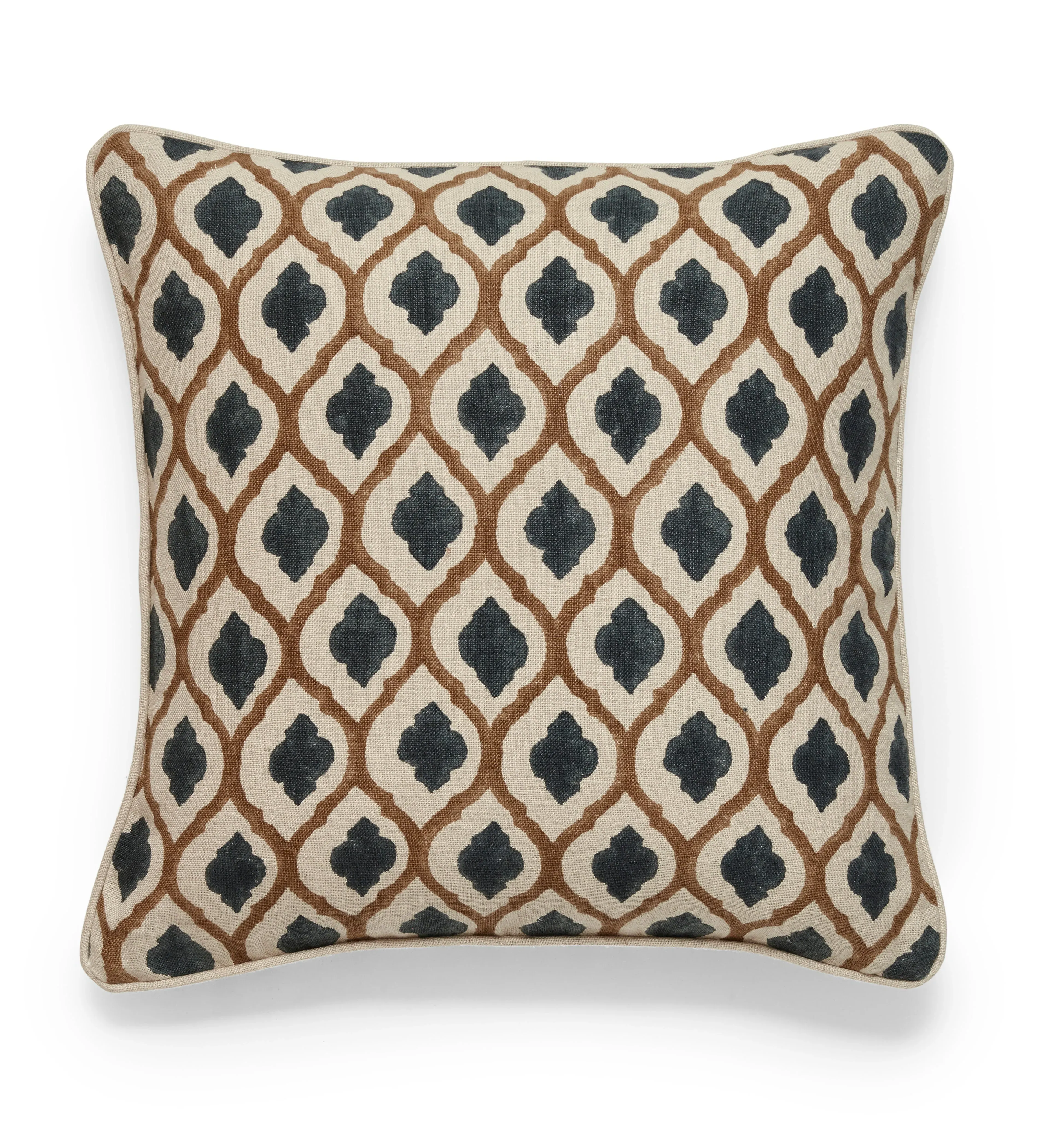 Chadhana Square Cushion Cover - Caramel/Air Force Blue, Linen alternate view