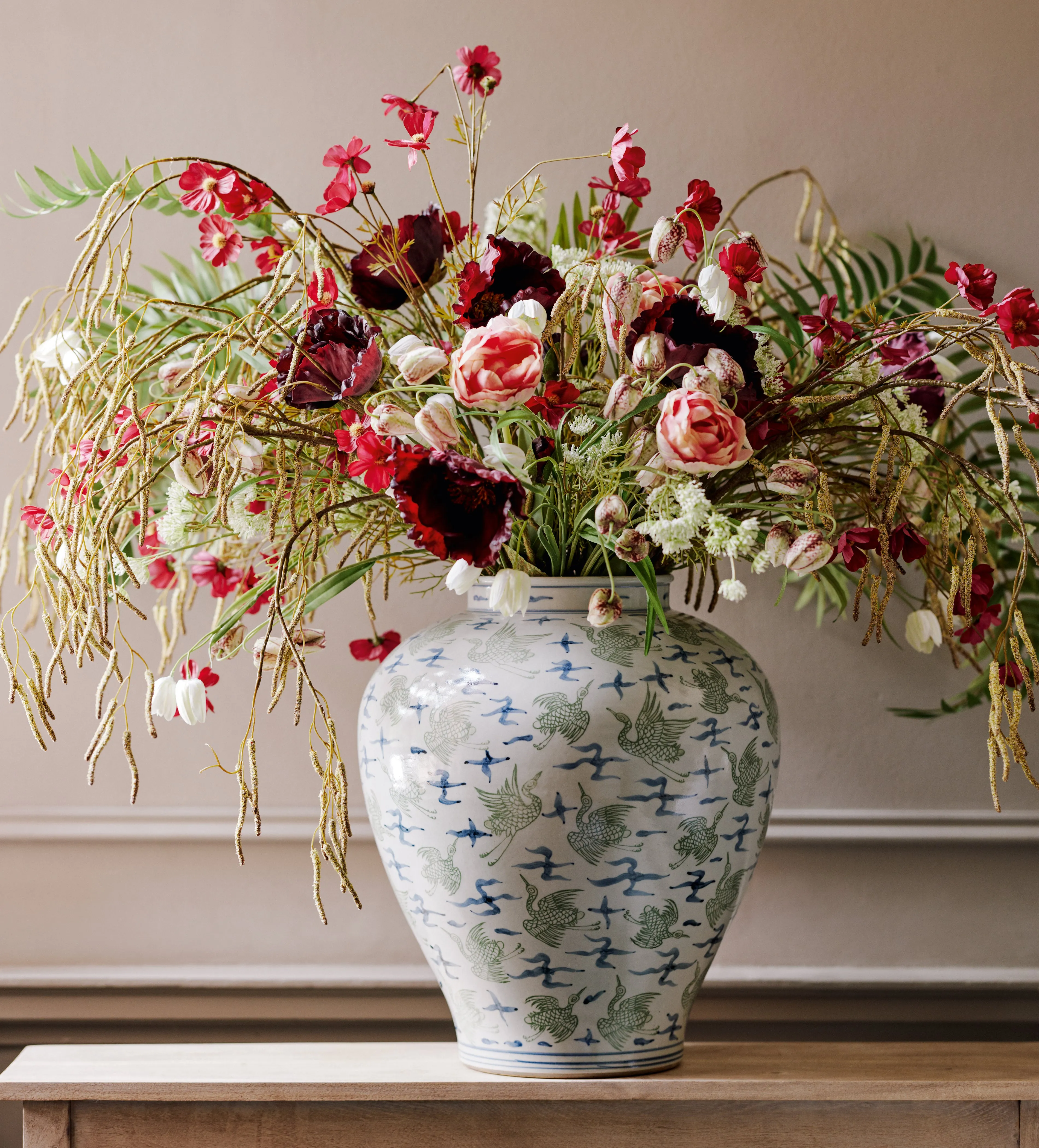 Changshou Bird Motif Vase - Jade, Porcelain product