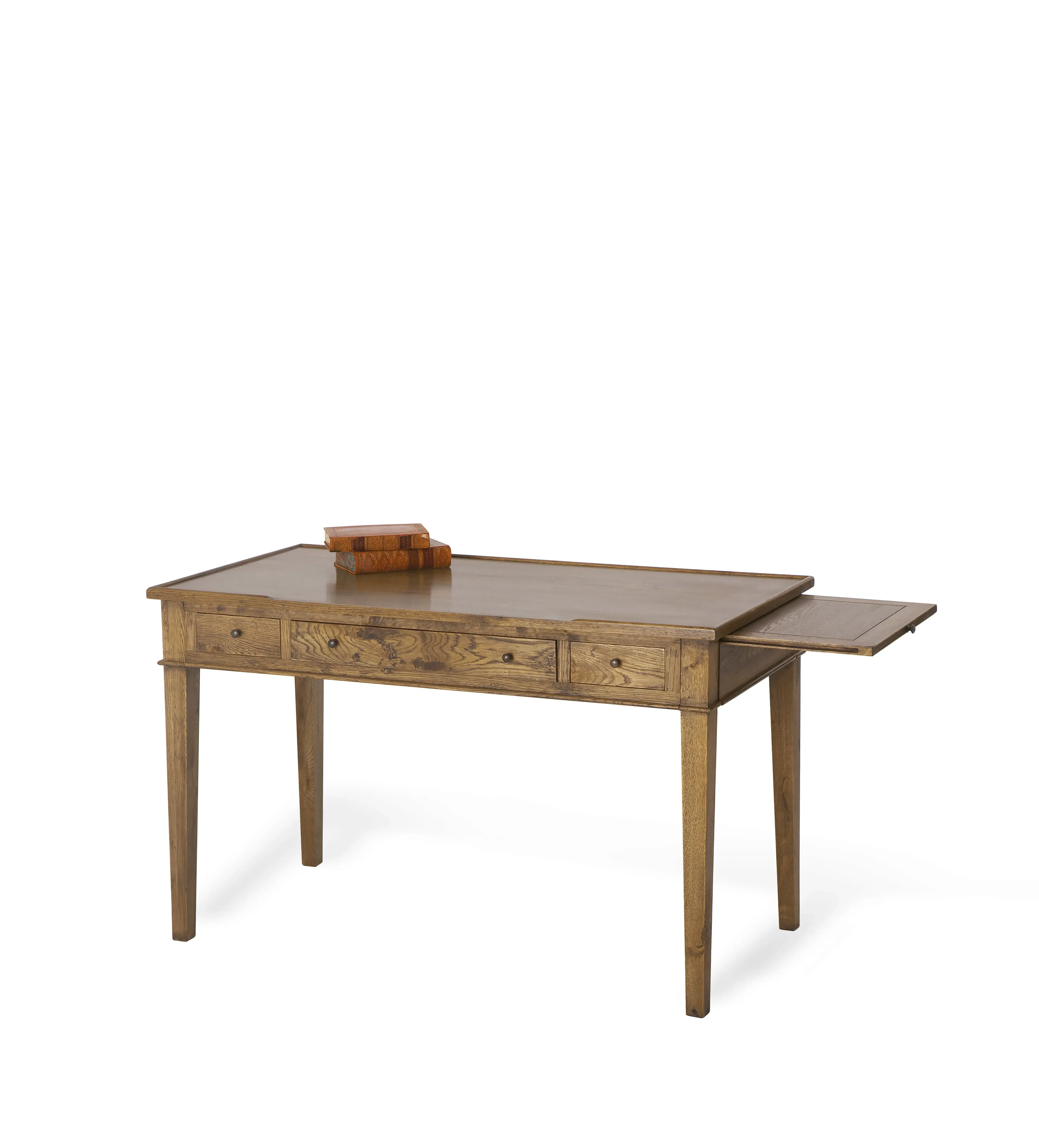 Chinon Desk with Pull-Out Shelves - Antique Oak by OKA, alternate view