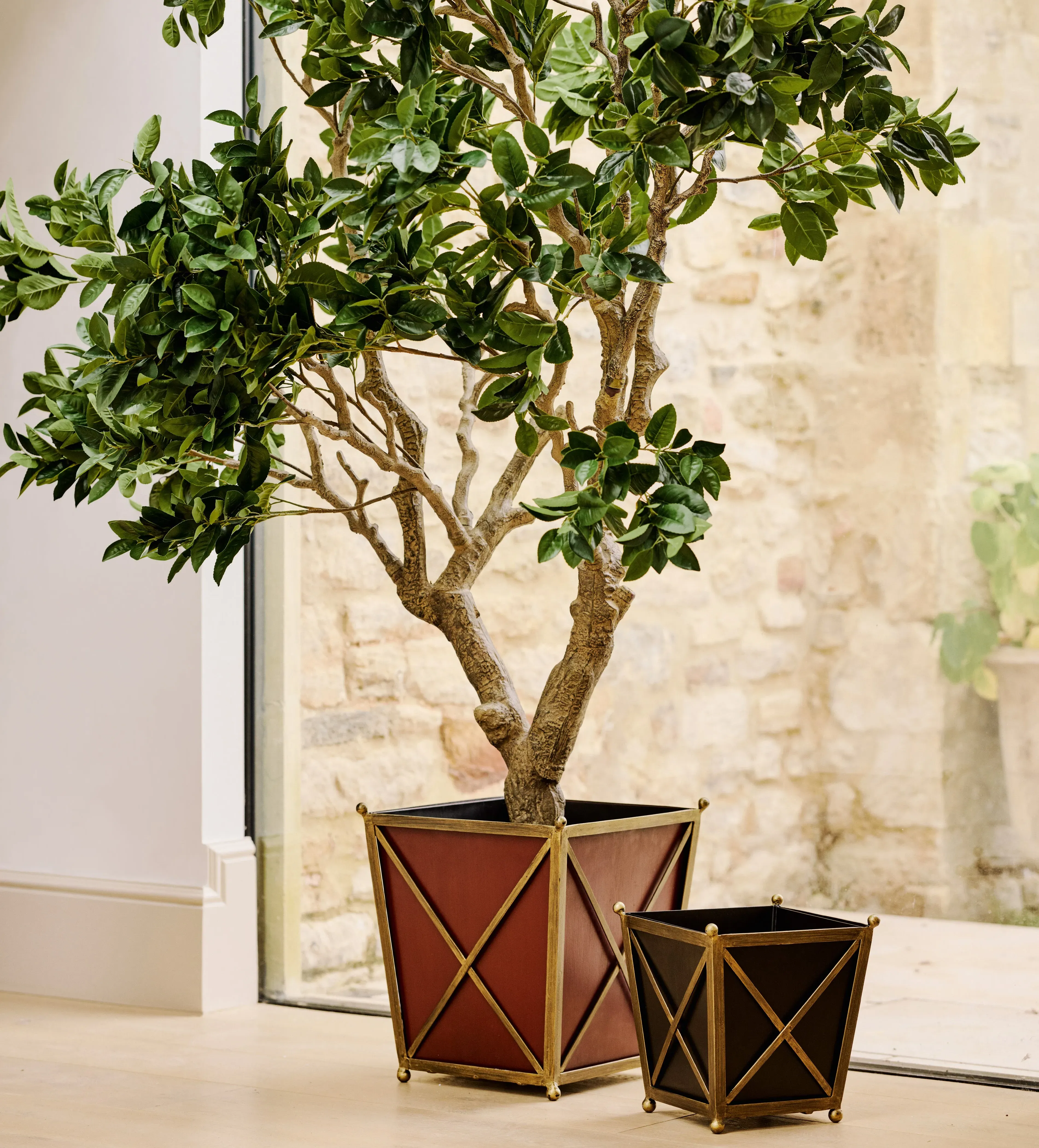 Cista Metal Planters Pair - Antique Brass, Metal product