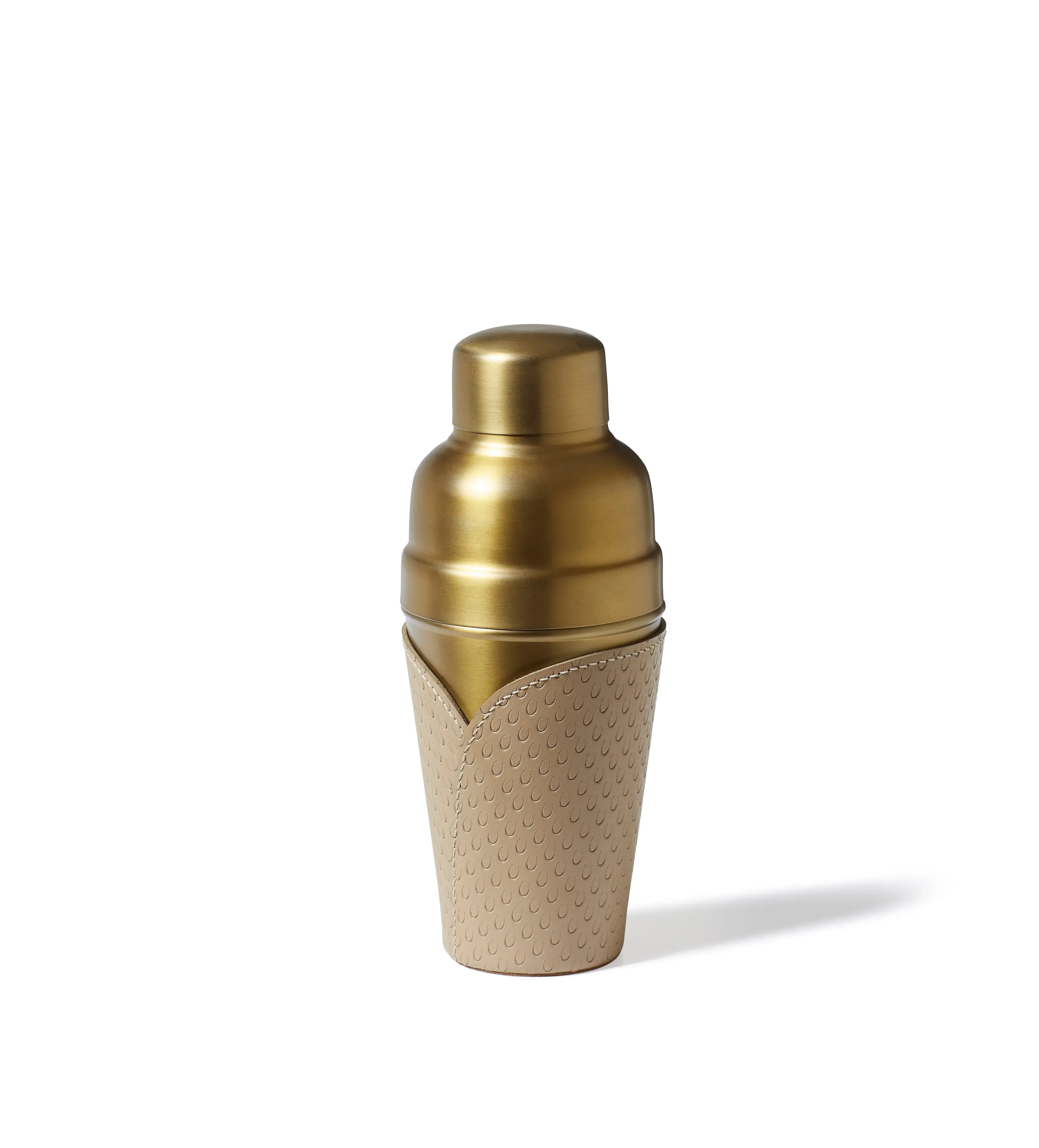Cocktail Shaker with Leather Wrap - Taupe, Steel alternate view