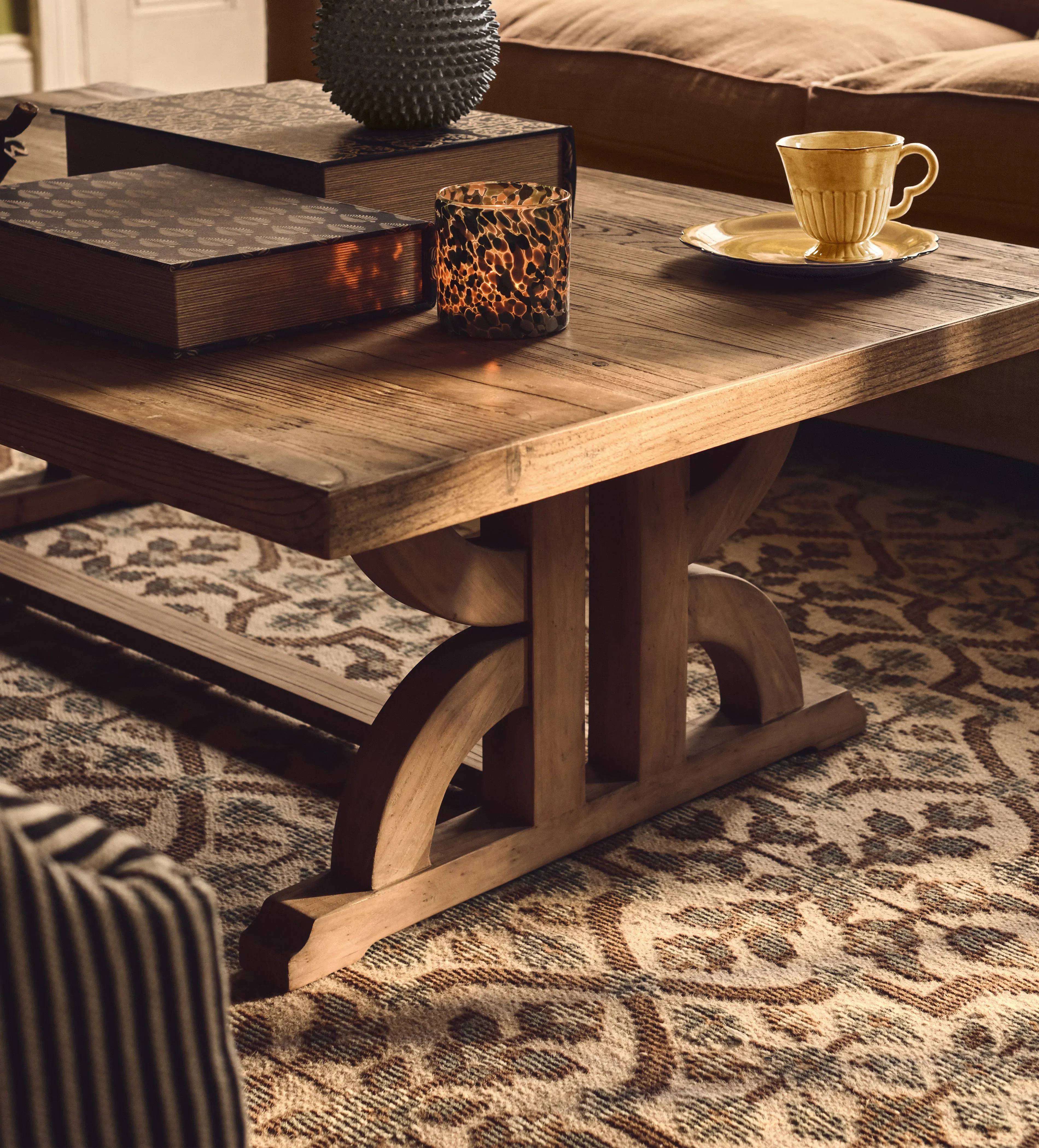 Coffee Table with Hourglass Legs - Natural, Elm product