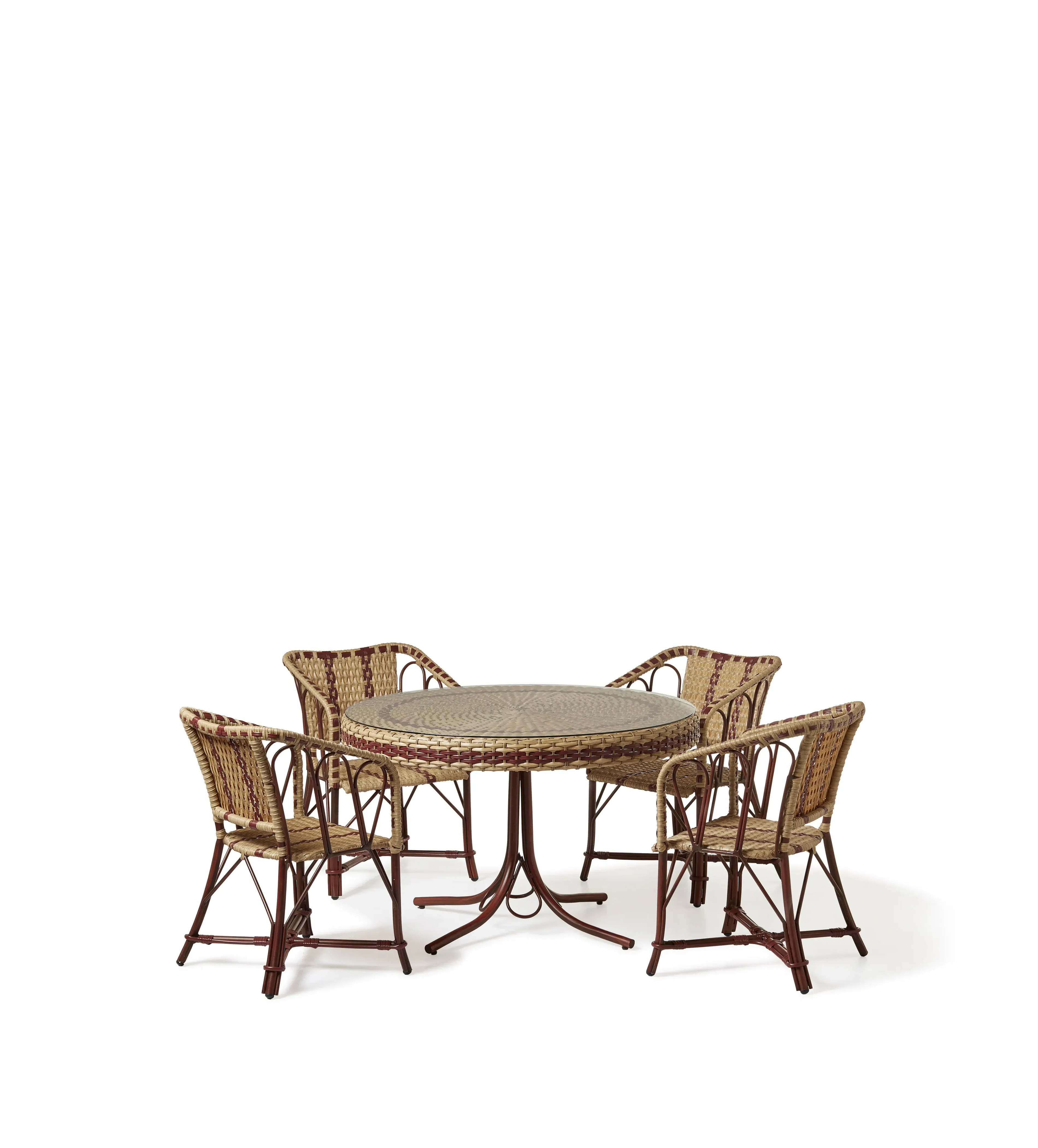 Colette Dining Set - Natural/Red, Aluminium by OKA