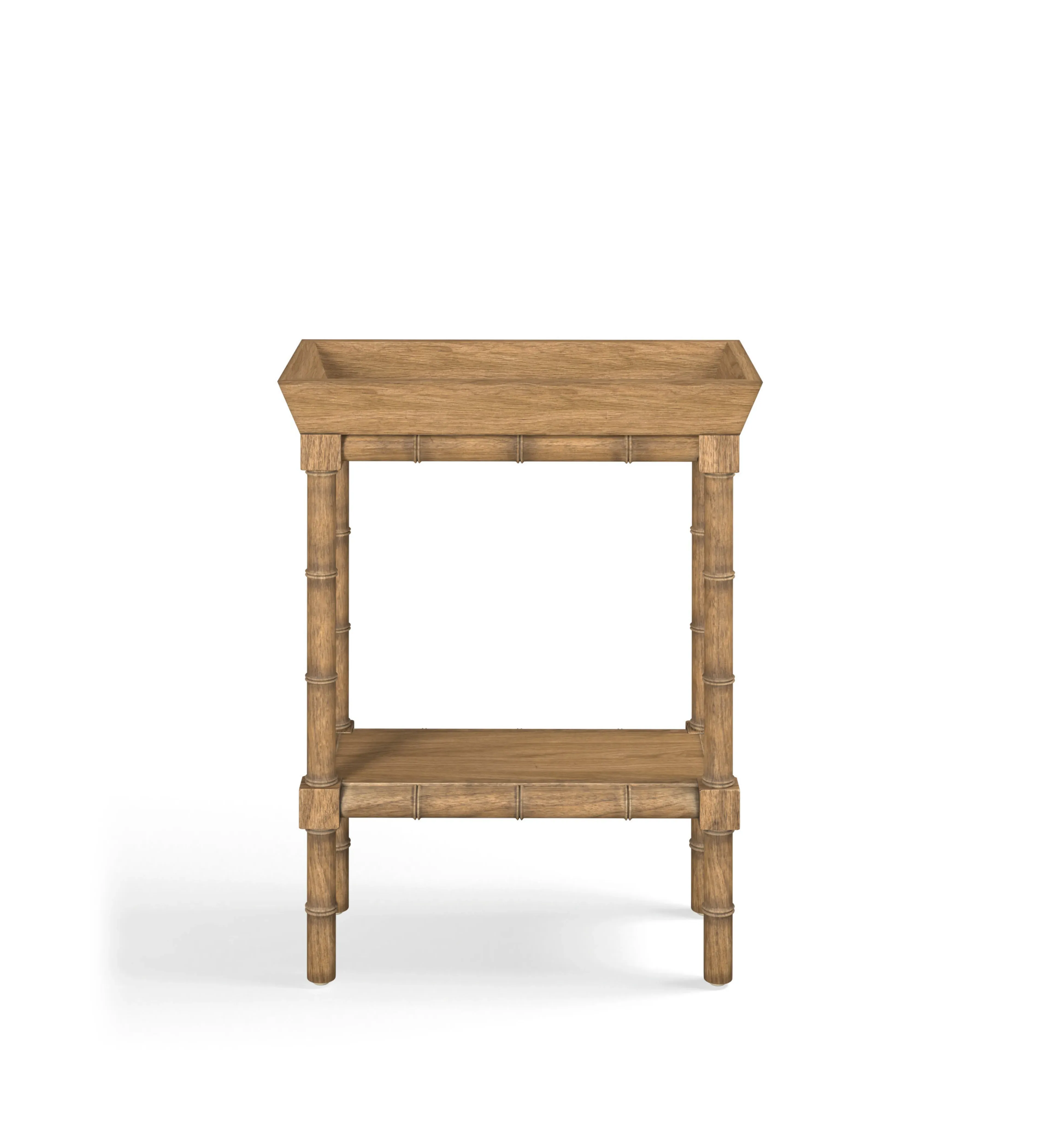 Compact Side Table with Shelf - Natural, Wicker alternate view