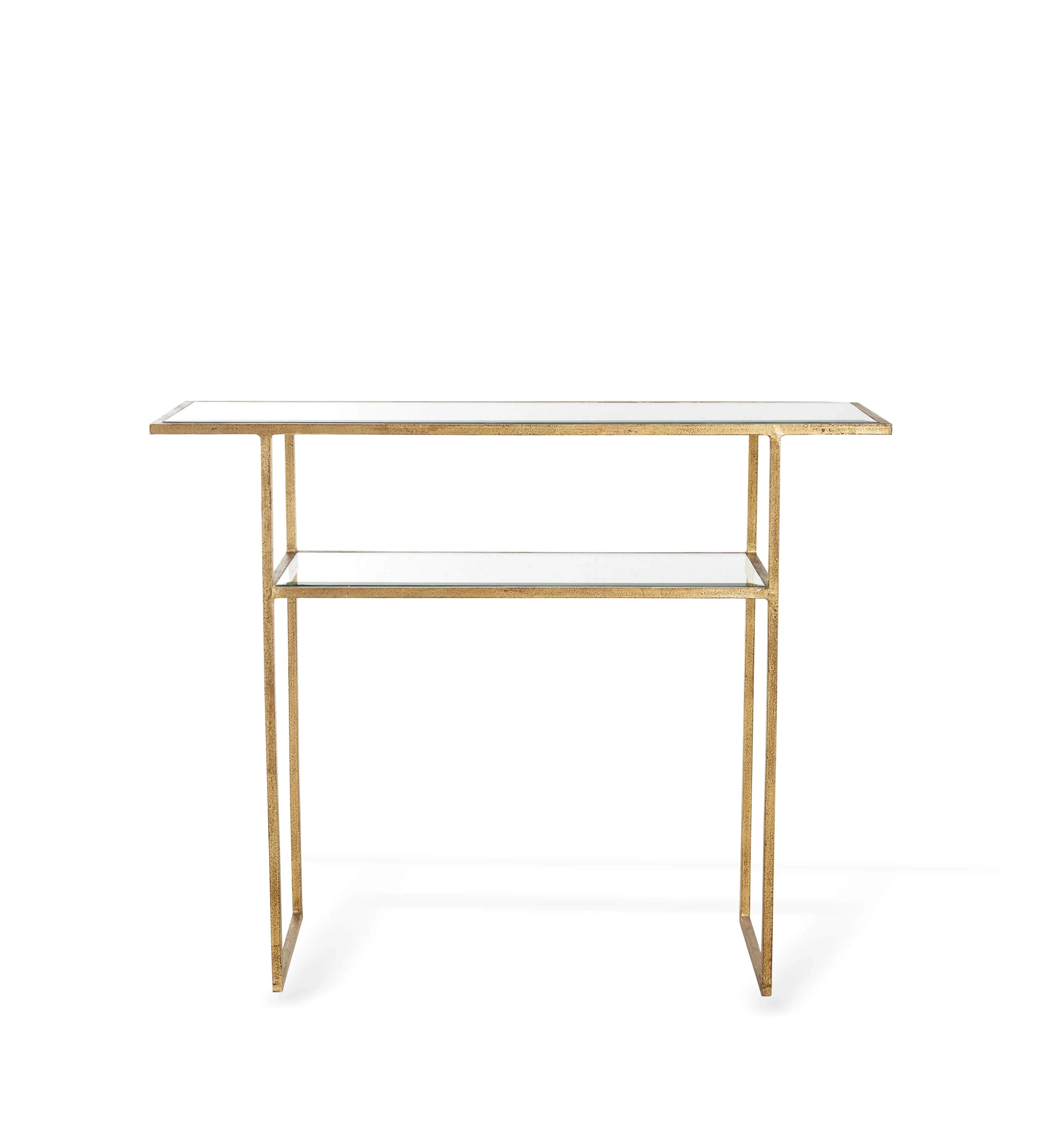 Merle Narrow Console Table - Antique Gold, Mirrored Glass alternate view