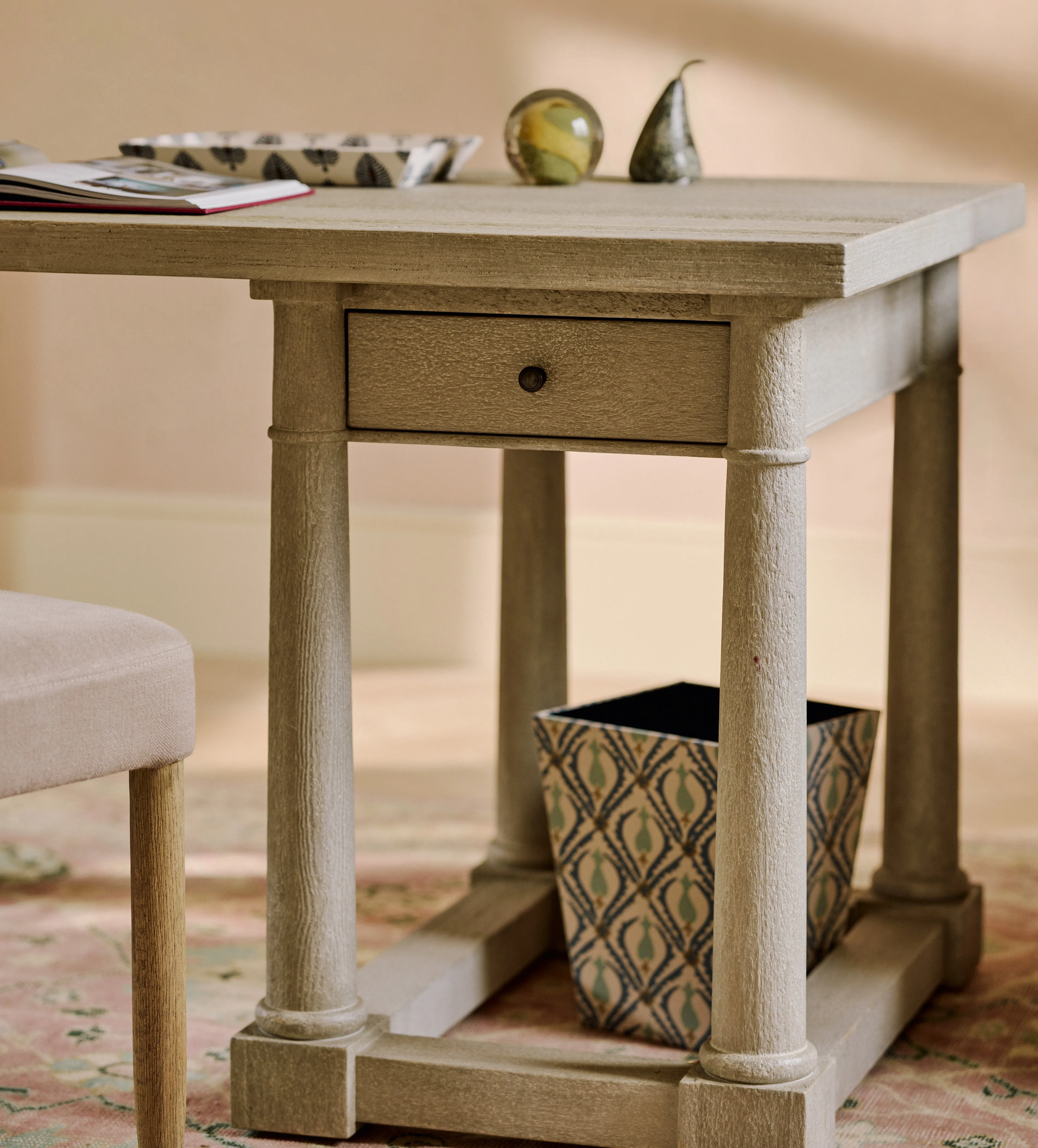 Cornelia Wastepaper Bin - Dirty Orange/Blue product