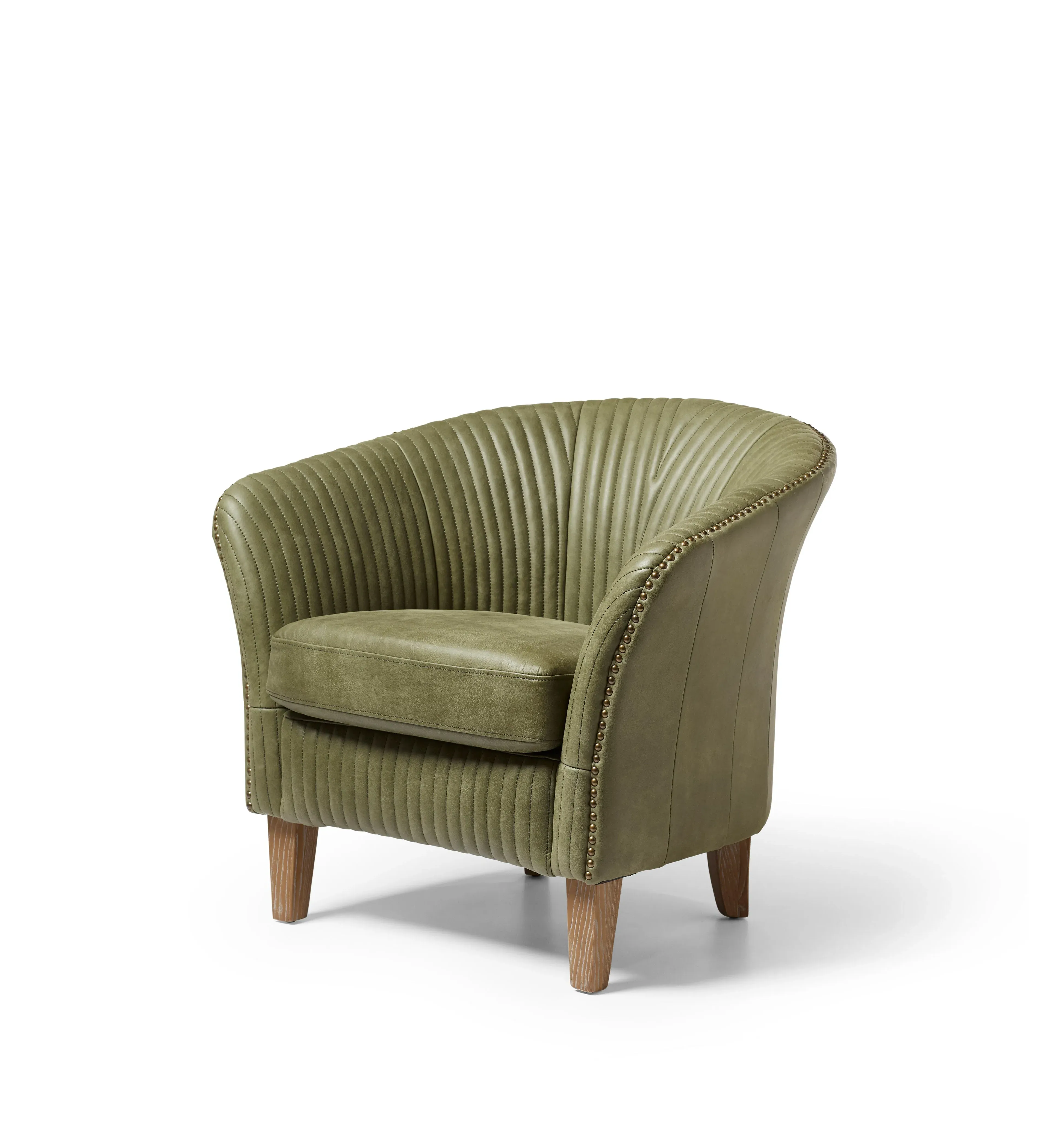 Crosby Tub Armchair with Stud Detailing - Spruce, Leather alternate view
