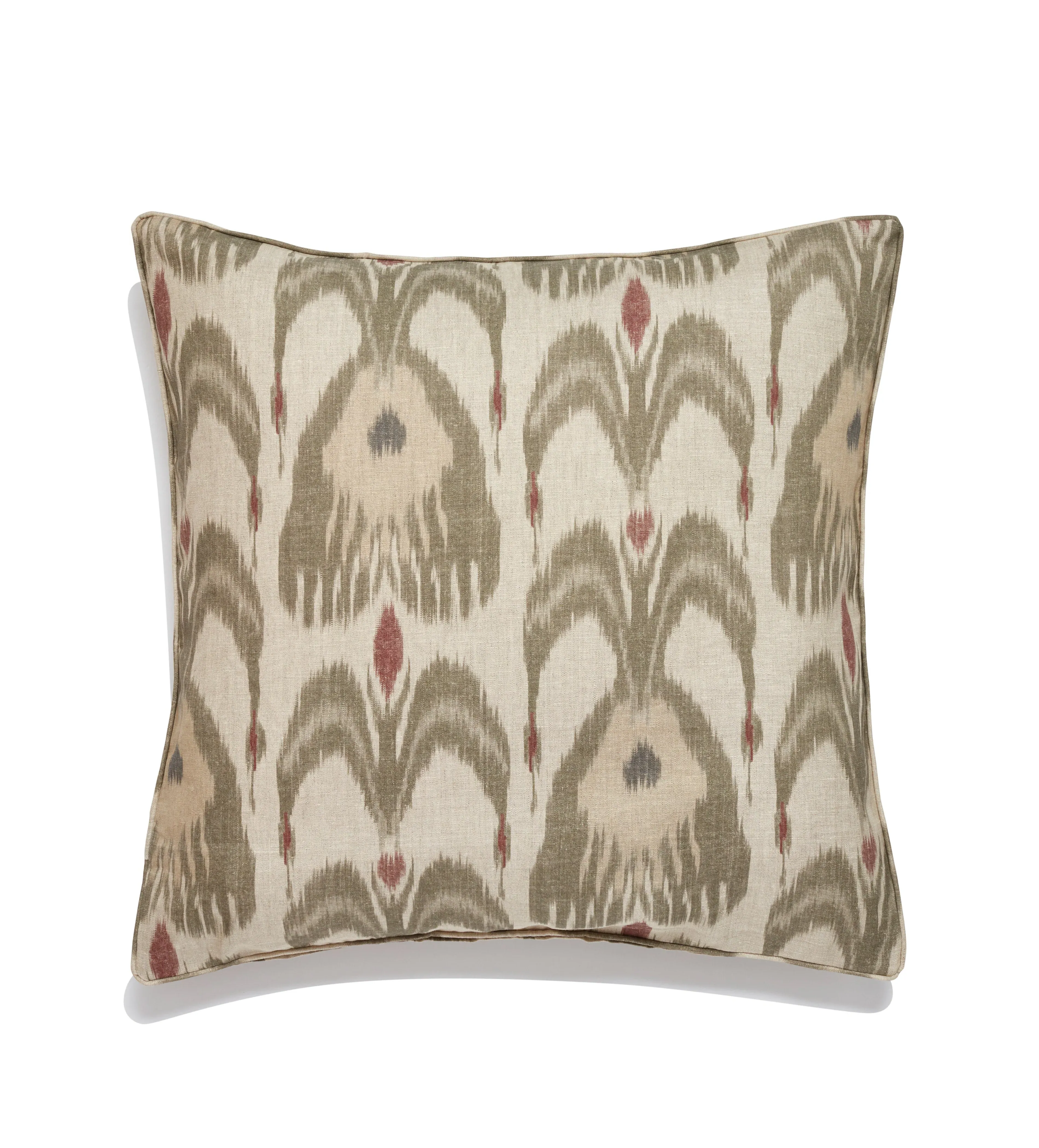 Cushion Cover with Ikat Pattern - Grey Green, Linen alternate view