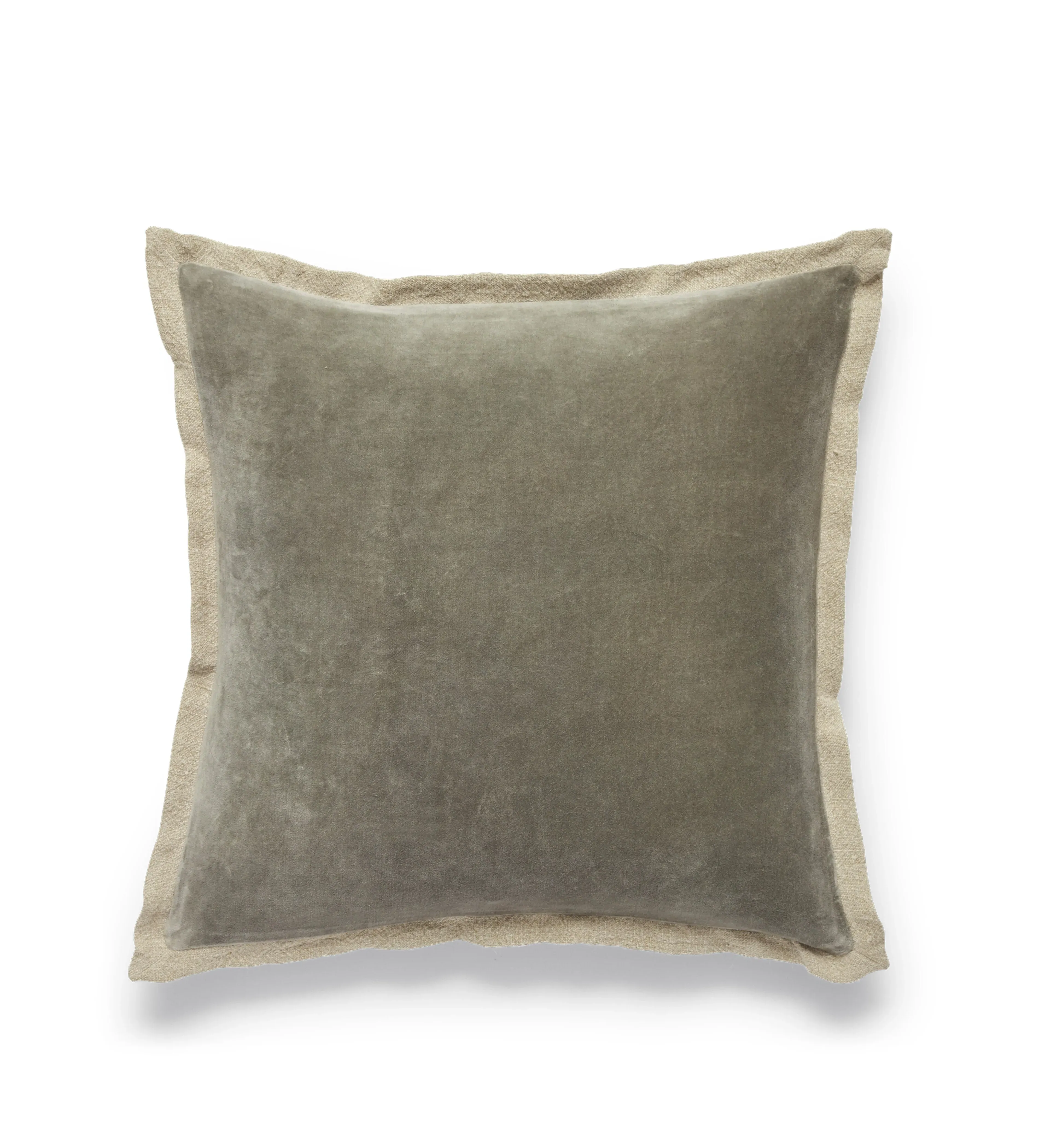 Isla Cushion Cover with Linen Flange - Sage Green, Velvet alternate view