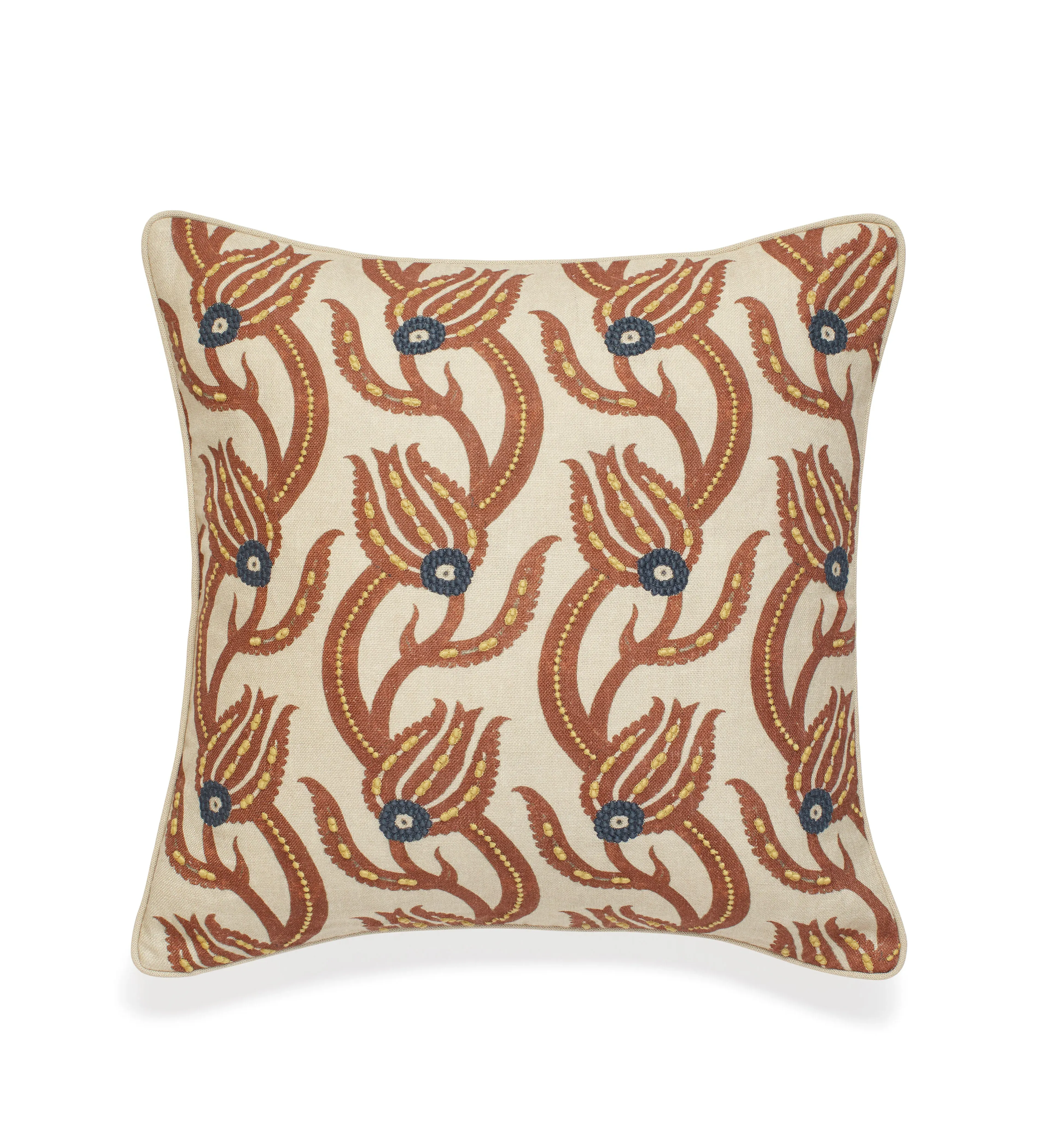 Cushion Cover with Tulip Pattern - Red, Linen alternate view