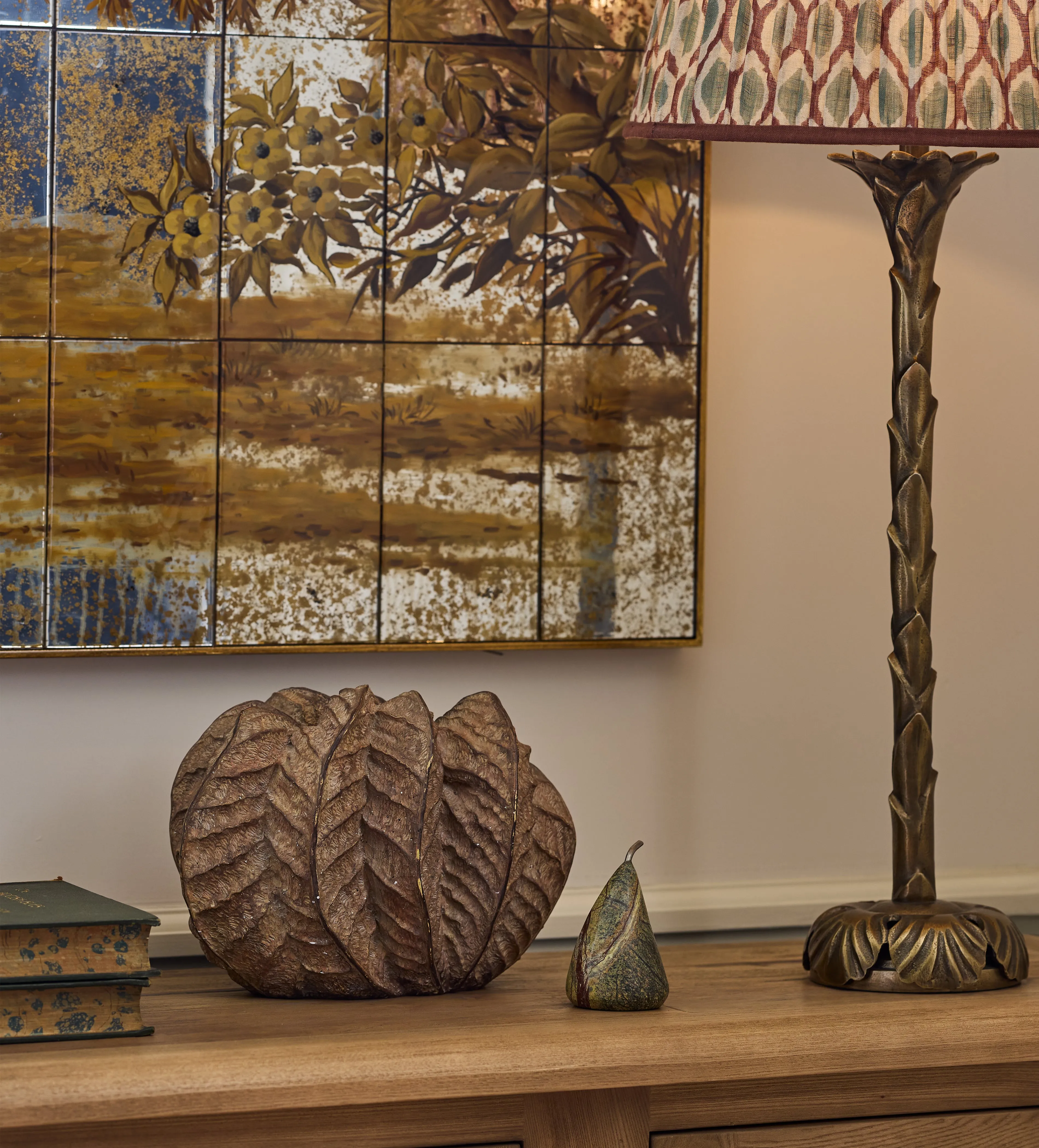 Decorative Vase with Leafy Design - Brown by OKA