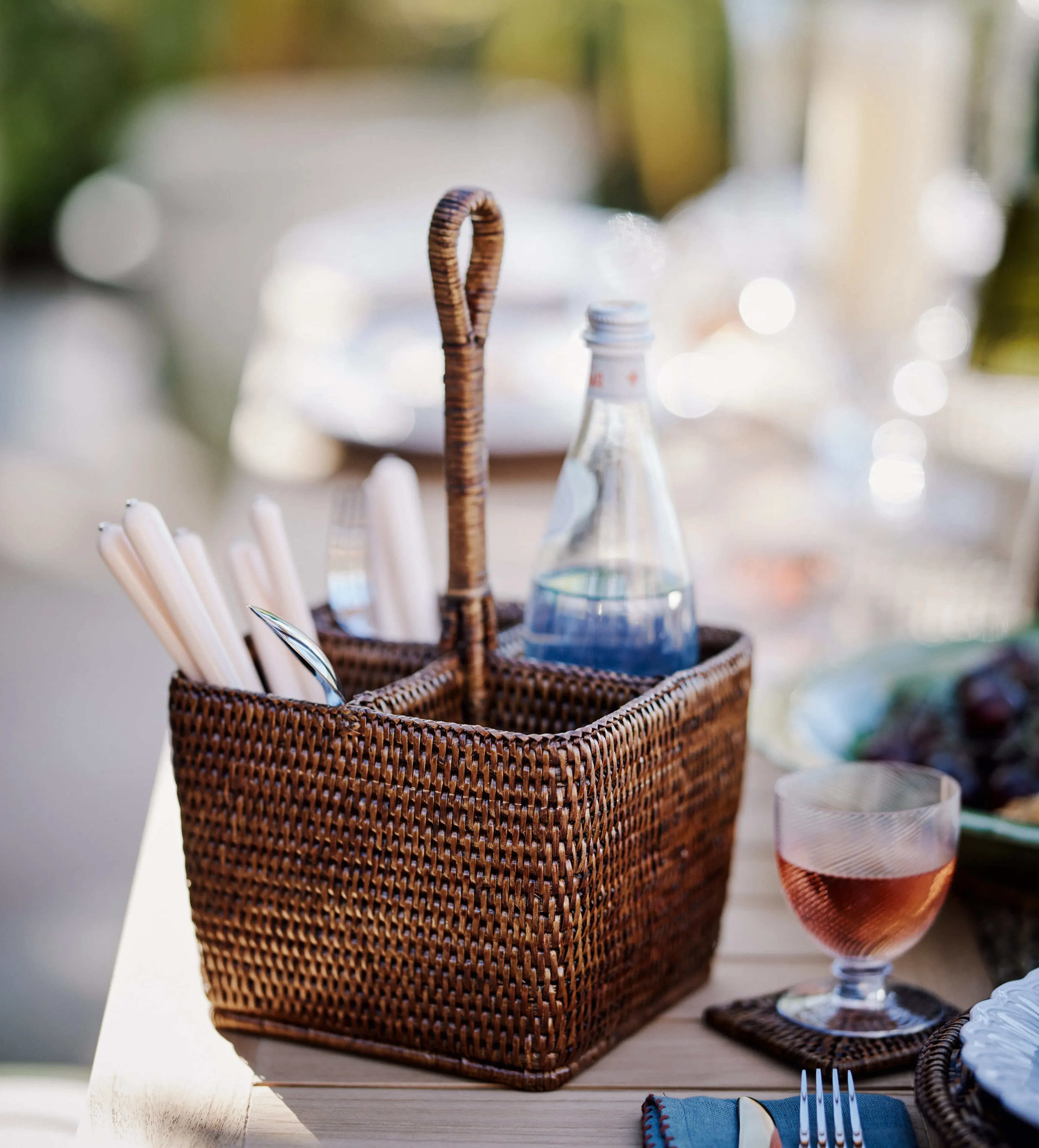 Deep Carry Tray with Handle - Brown, Rattan product