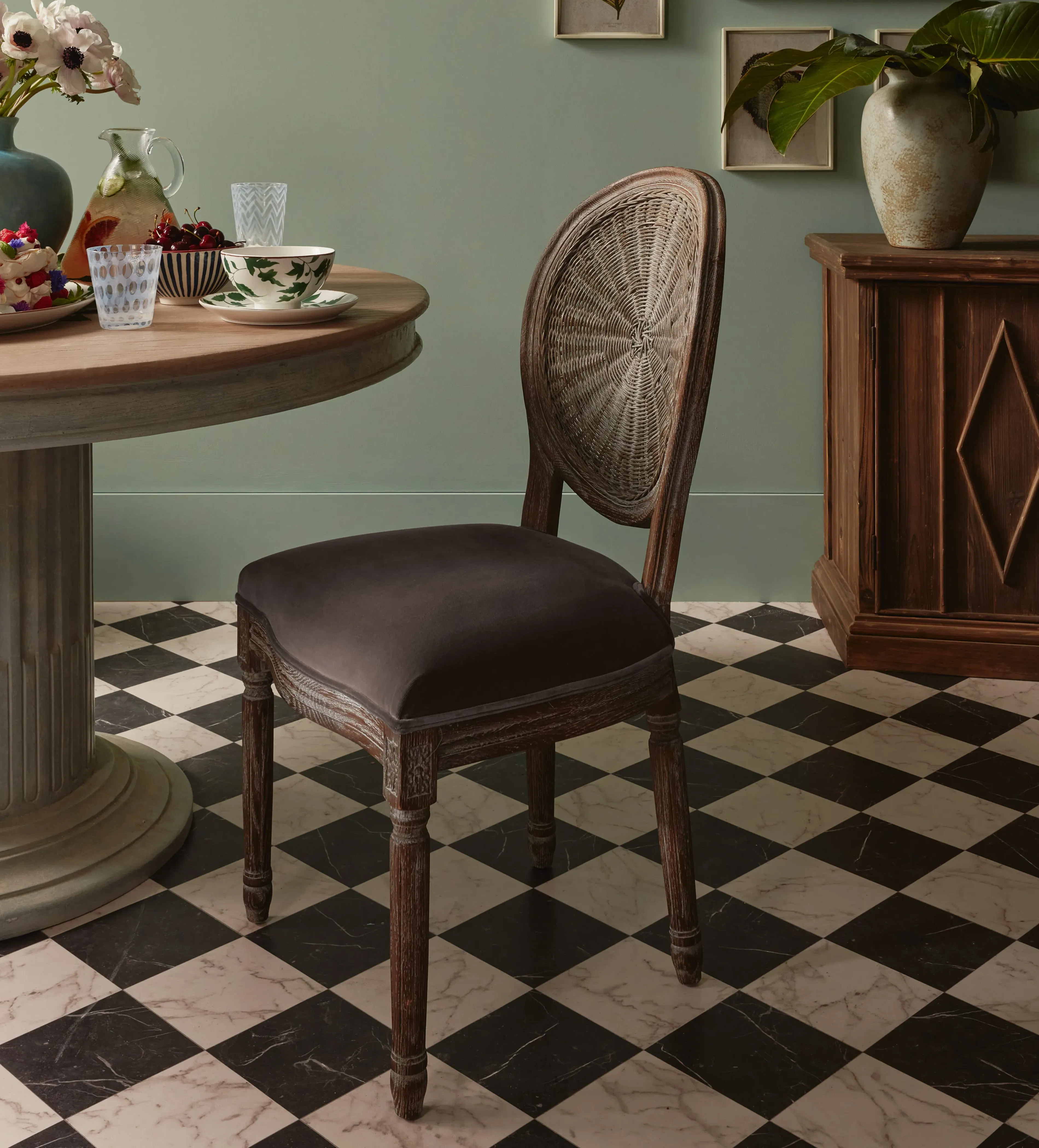 Dining Chair with Fluted Legs - Truffle, Velvet product