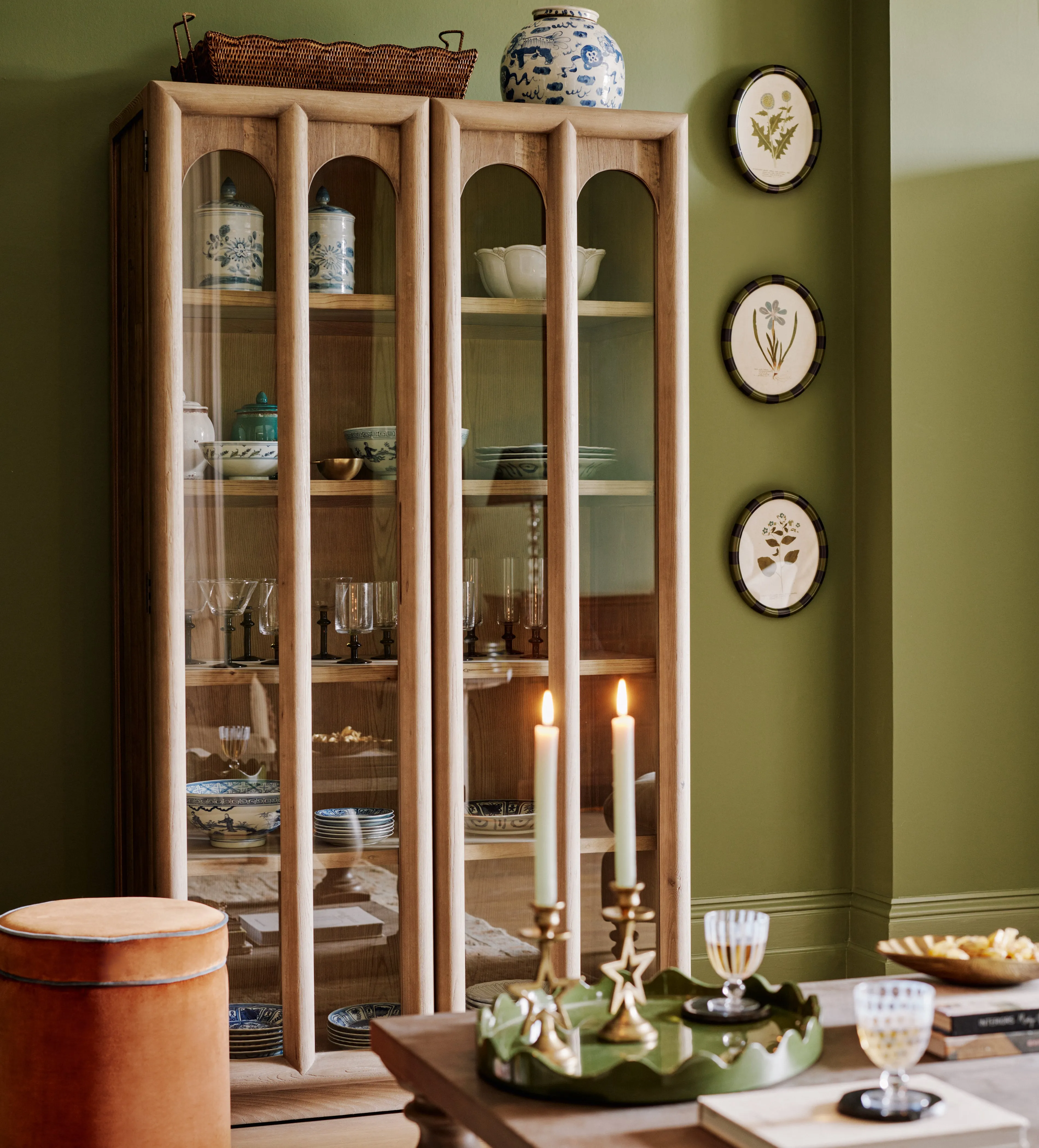 Wendell Display Cabinet with Glass - Elm product