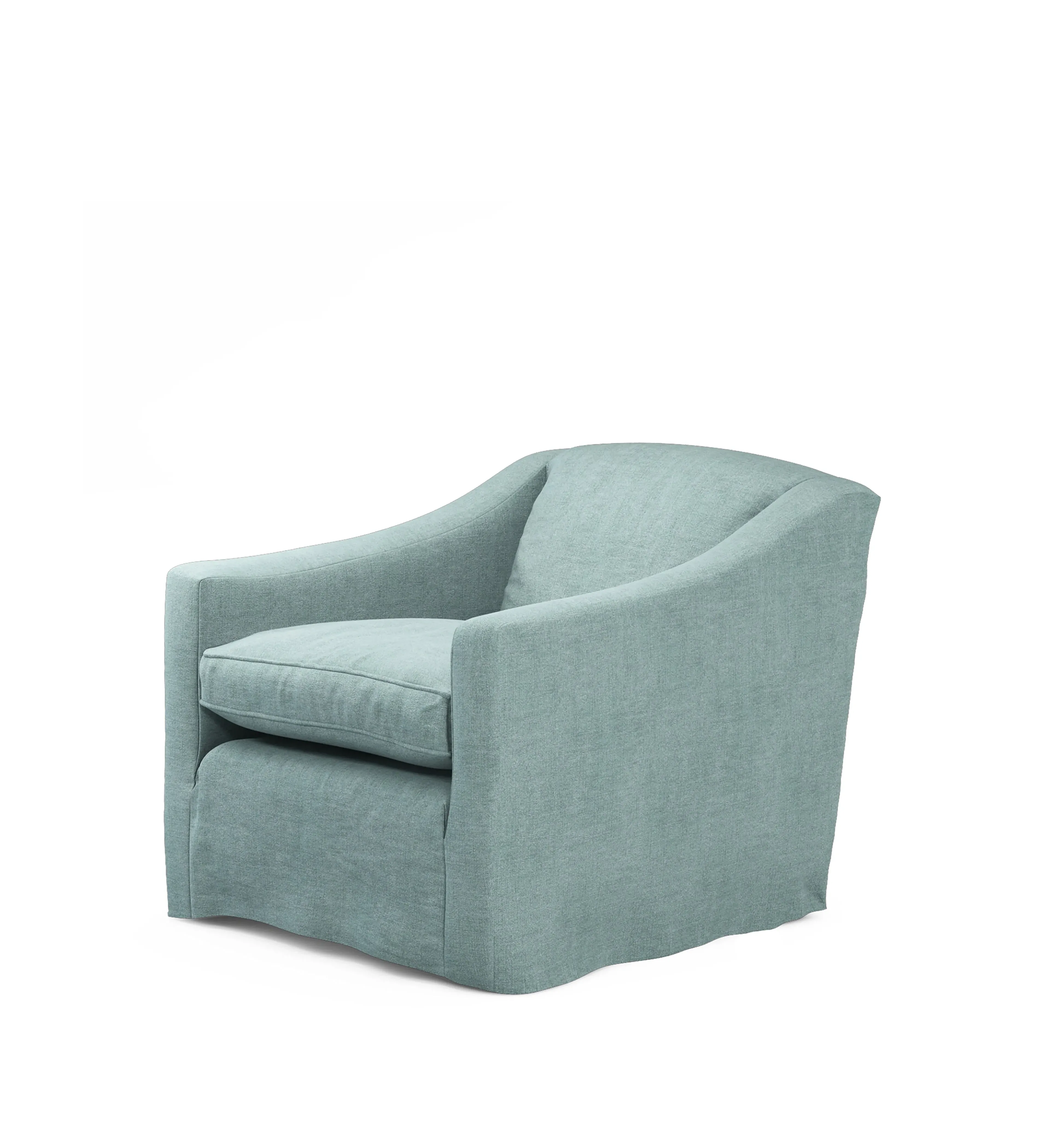 Egerton Armchair Loose Cover - Aqua, Stonewash Linen by OKA, image 2