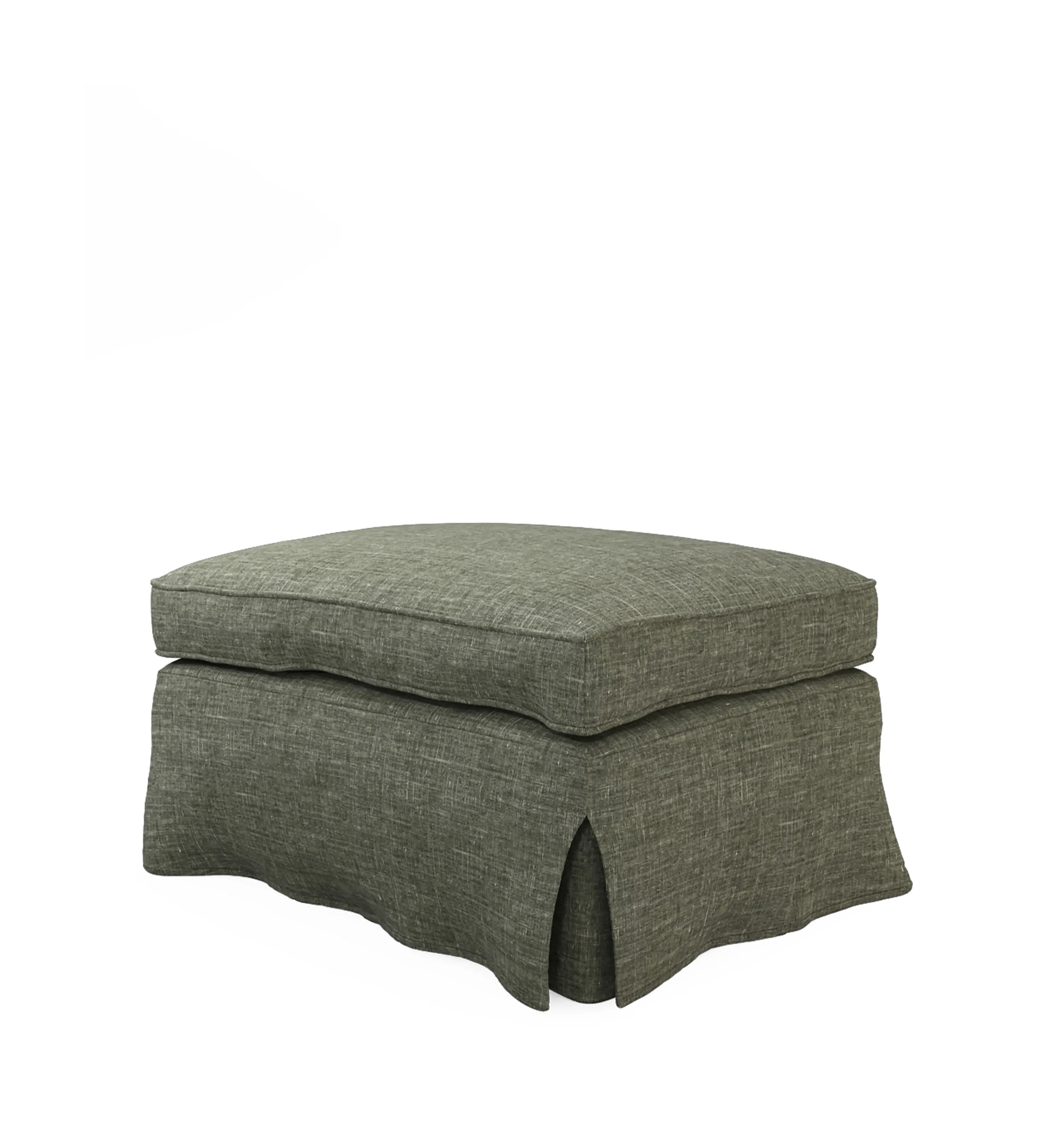 Fanshawe Rectangular Footstool Loose Cover - Dune Green, Laundered Linen alternate view