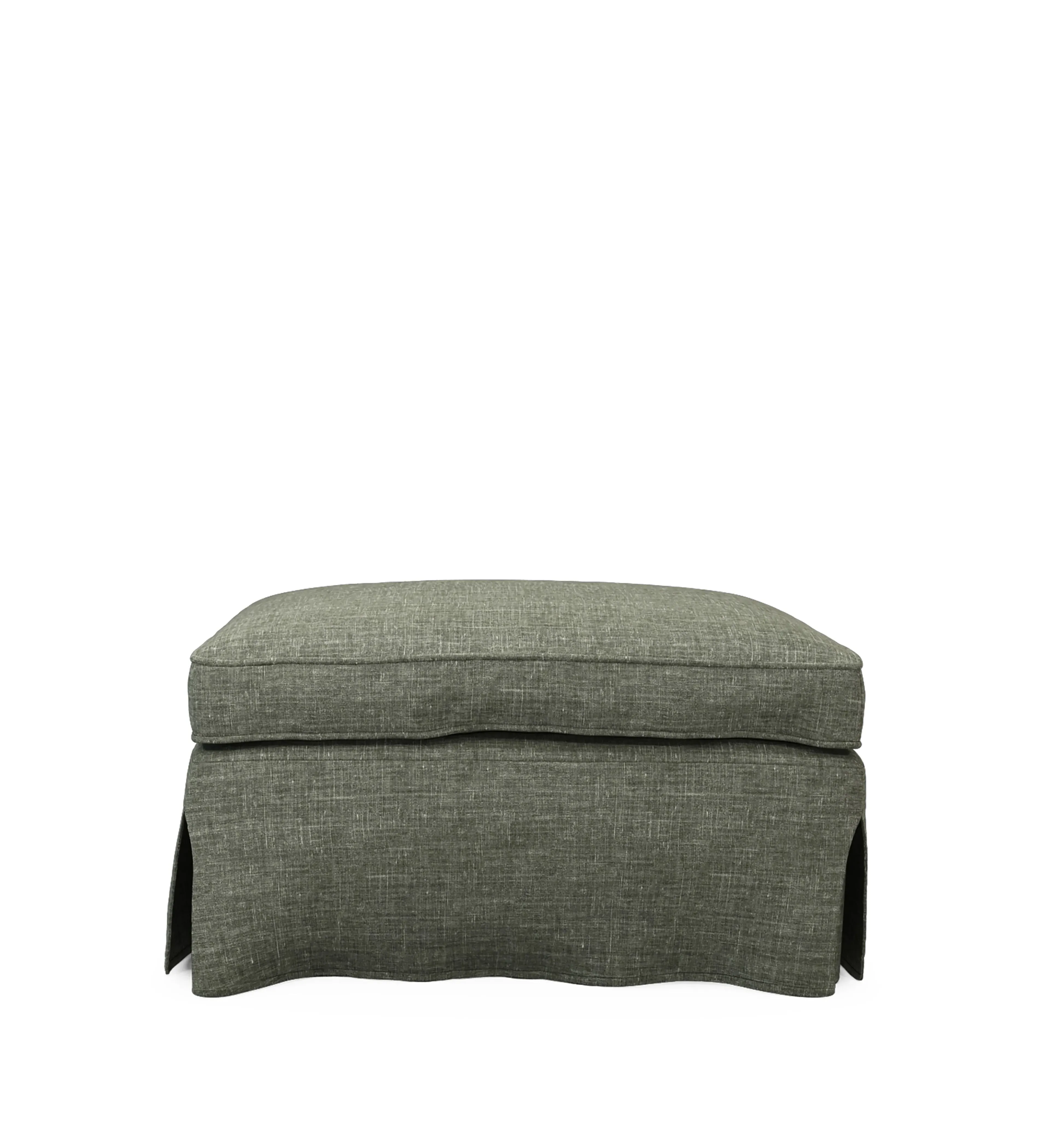 Fanshawe Rectangular Footstool Loose Cover - Dune Green, Laundered Linen product