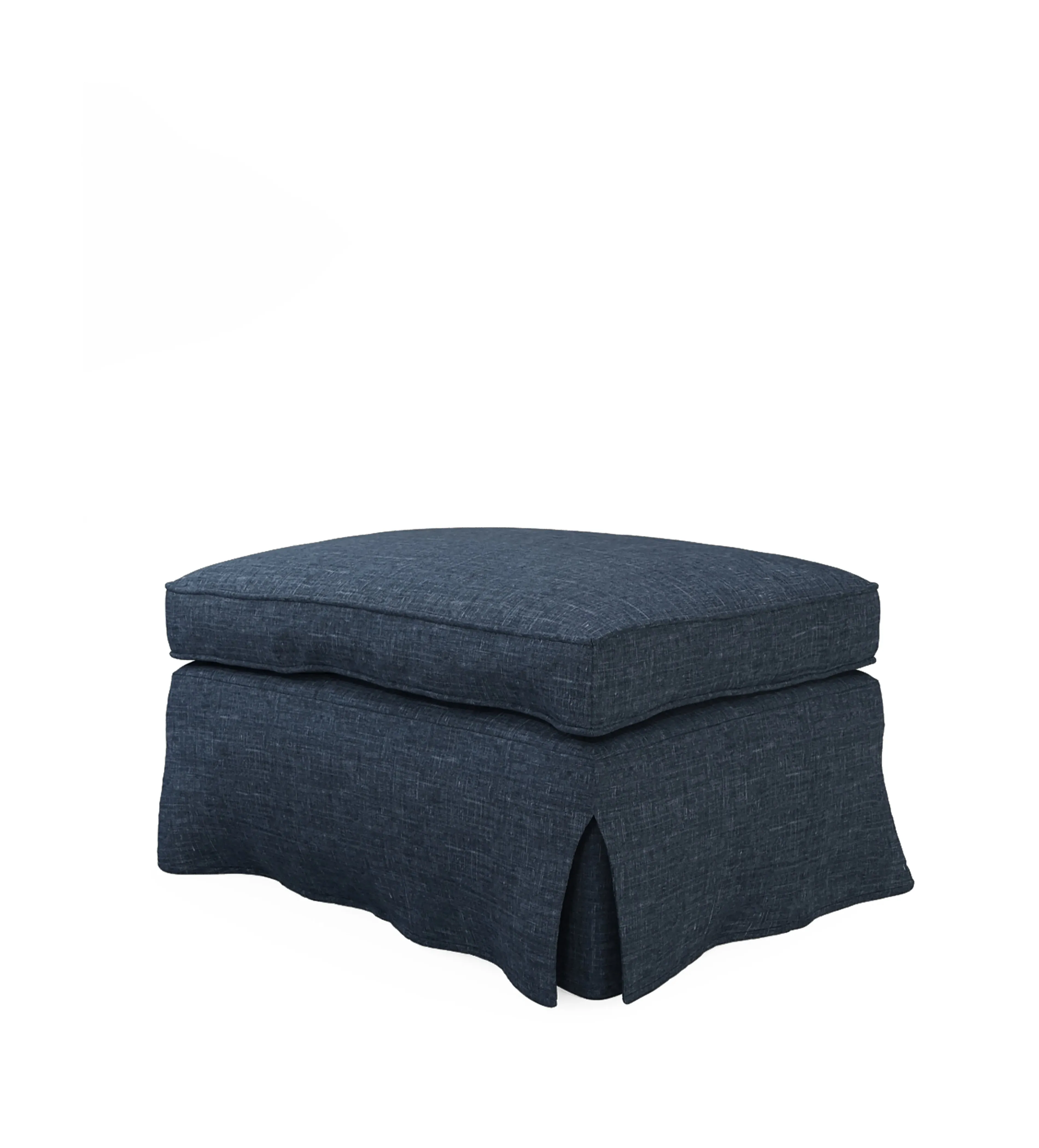Fanshawe Rectangular Footstool Loose Cover - Midnight Blue, Laundered Linen alternate view