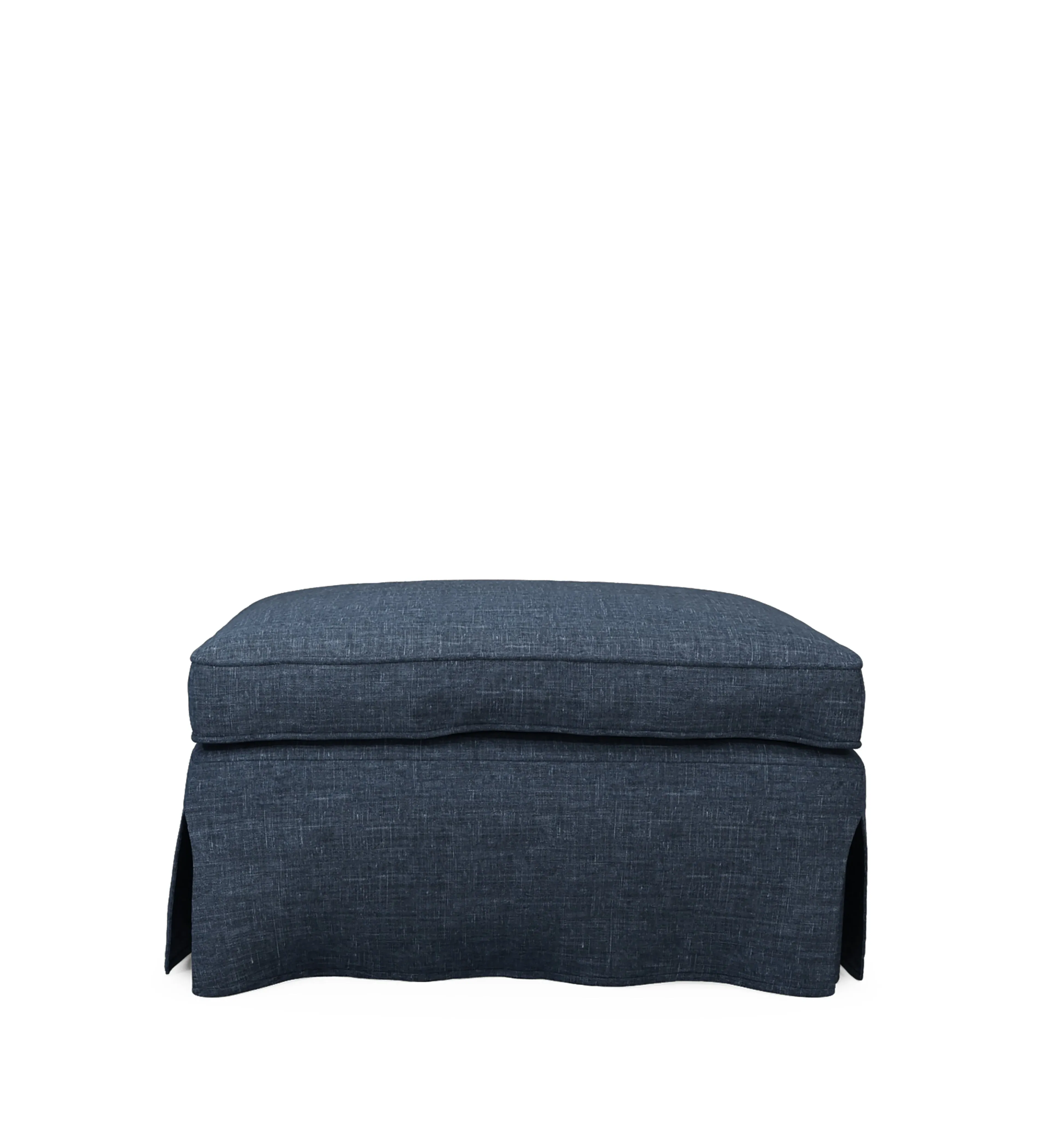 Fanshawe Rectangular Footstool Loose Cover - Midnight Blue, Laundered Linen product