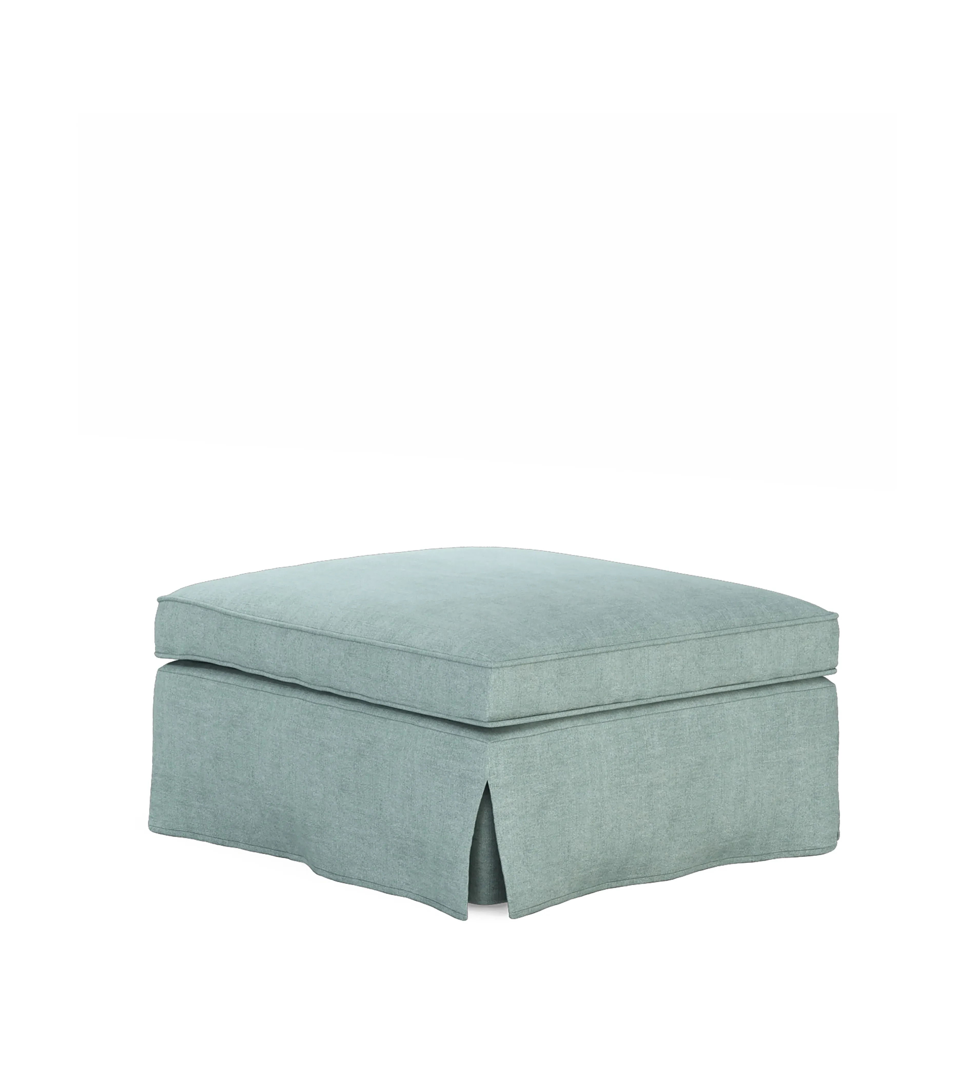 Fanshawe Square Footstool Loose Cover - Aqua, Stonewash Linen by OKA, image 2