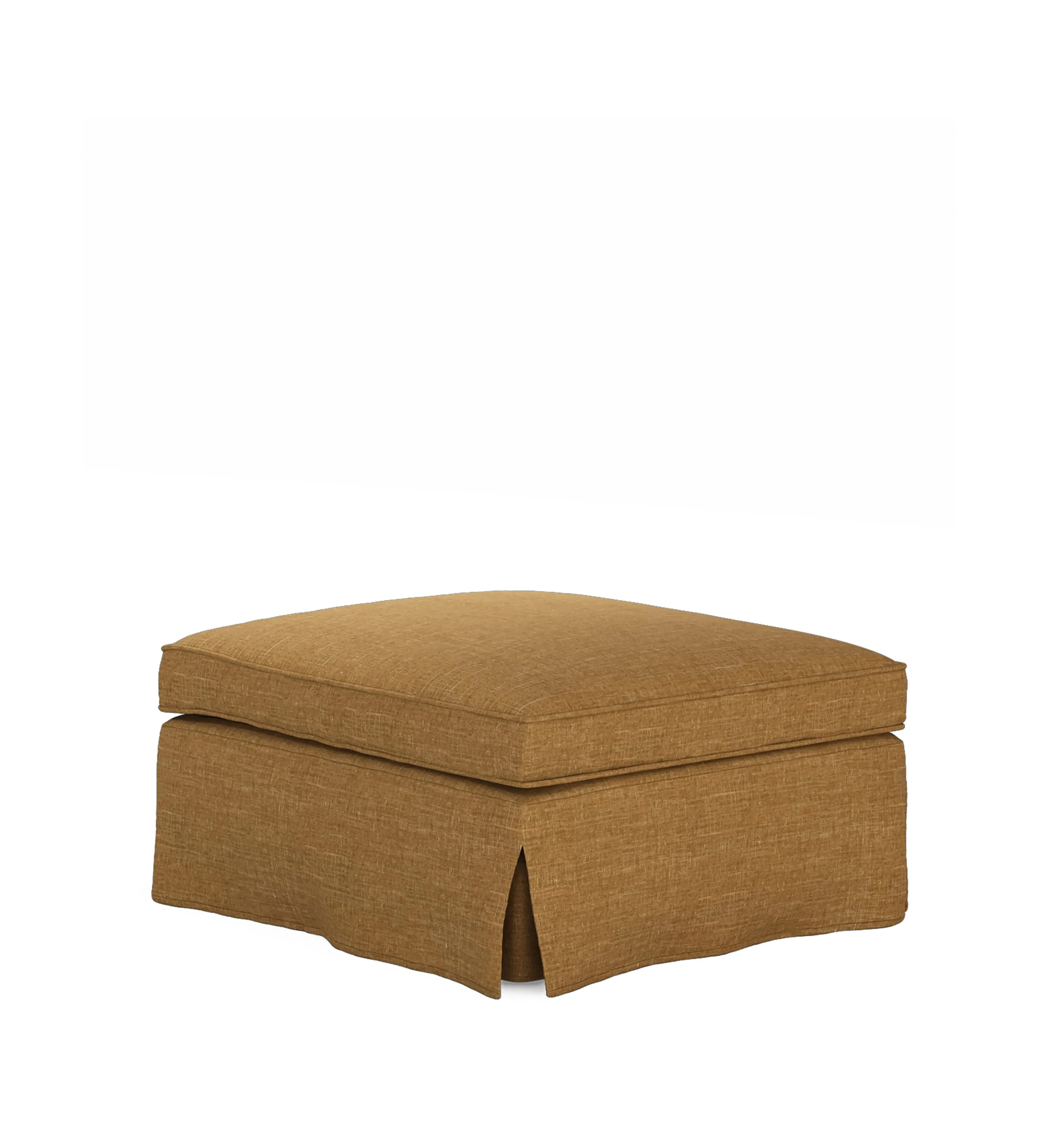 Fanshawe Square Footstool Loose Cover - Ochre, Laundered Linen by OKA, image 2