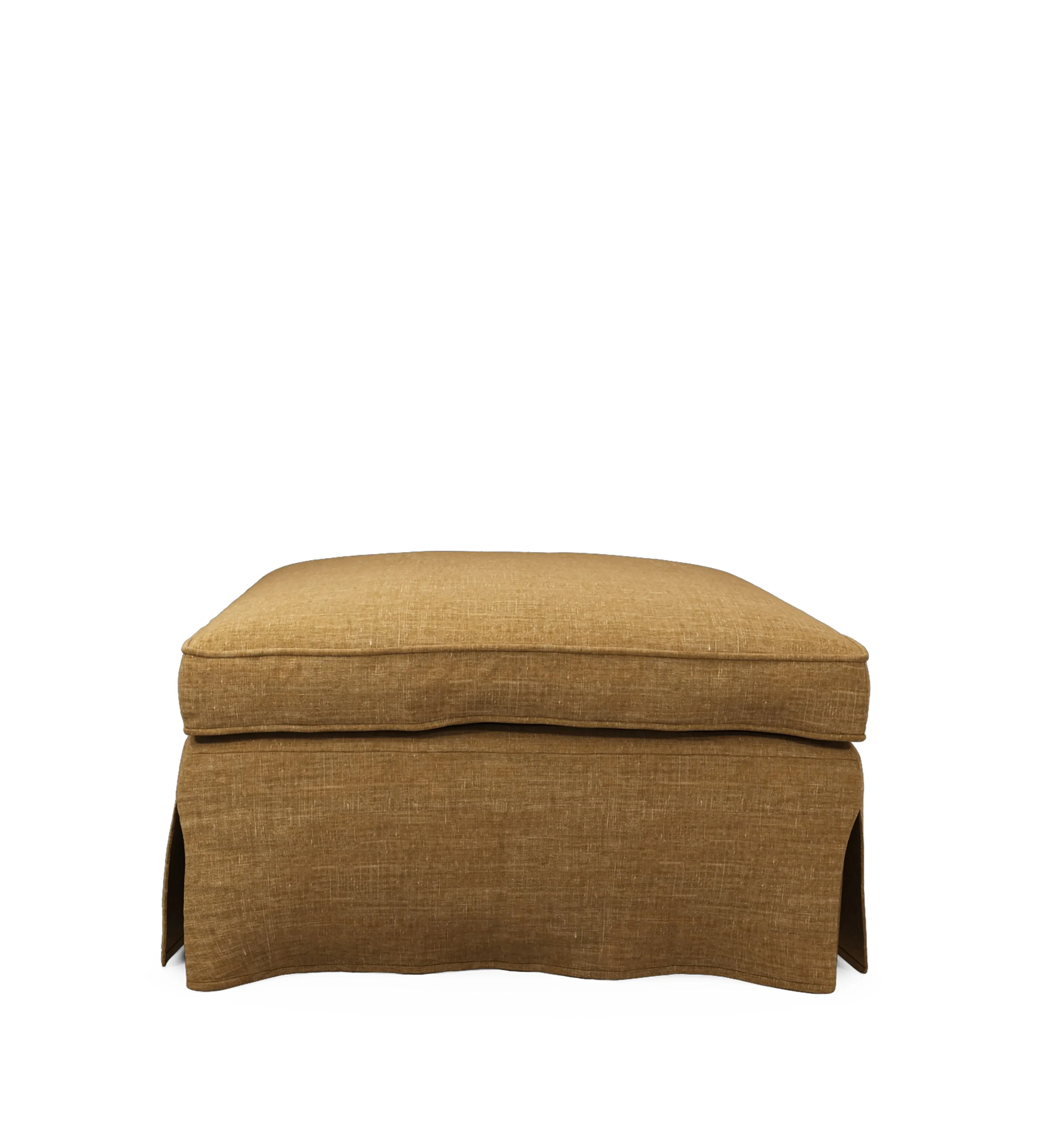 Fanshawe Square Footstool Loose Cover - Ochre, Laundered Linen by OKA