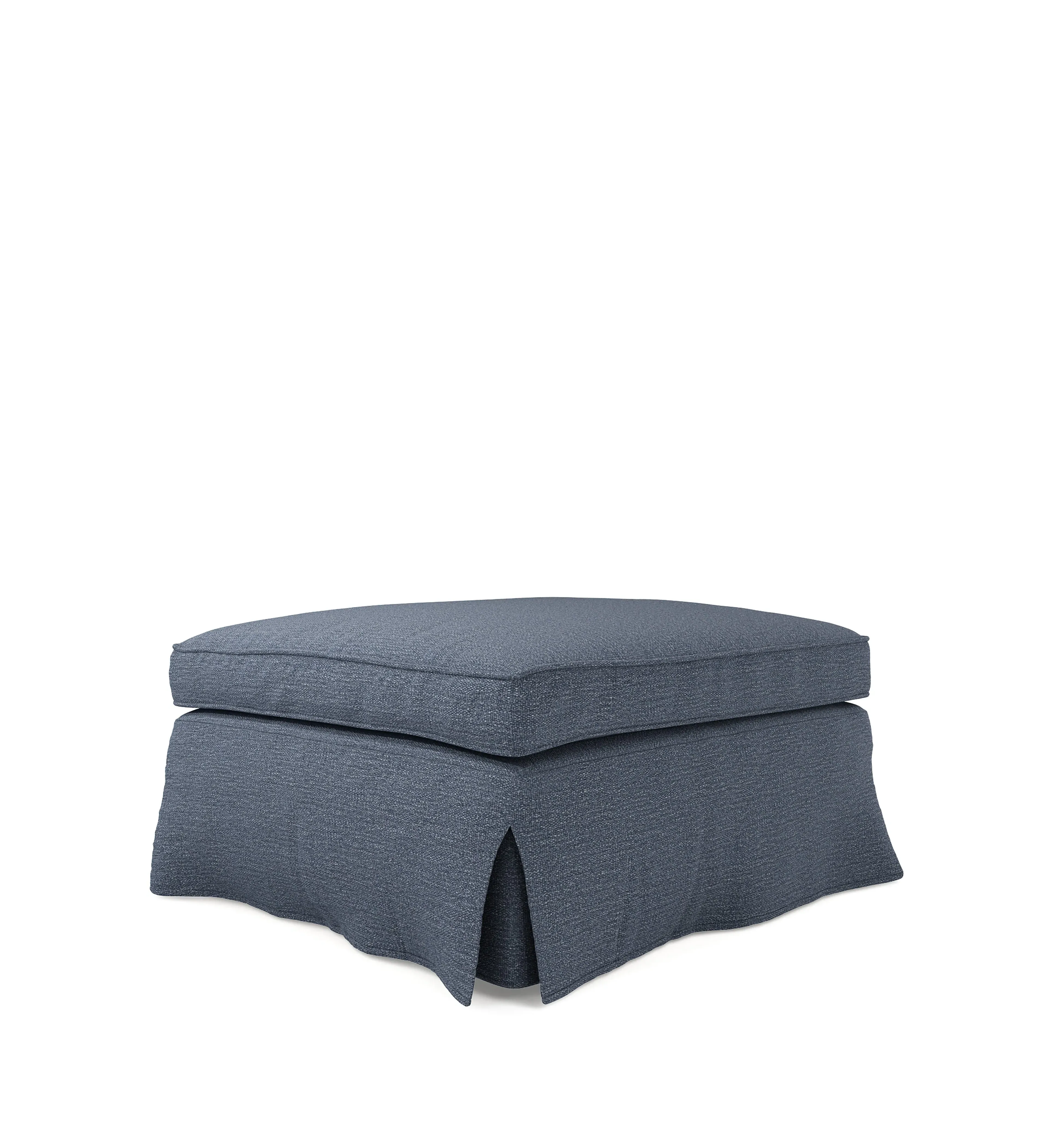 Fanshawe Square Footstool Loose Cover - Petrol, Clever Linen by OKA, image 2