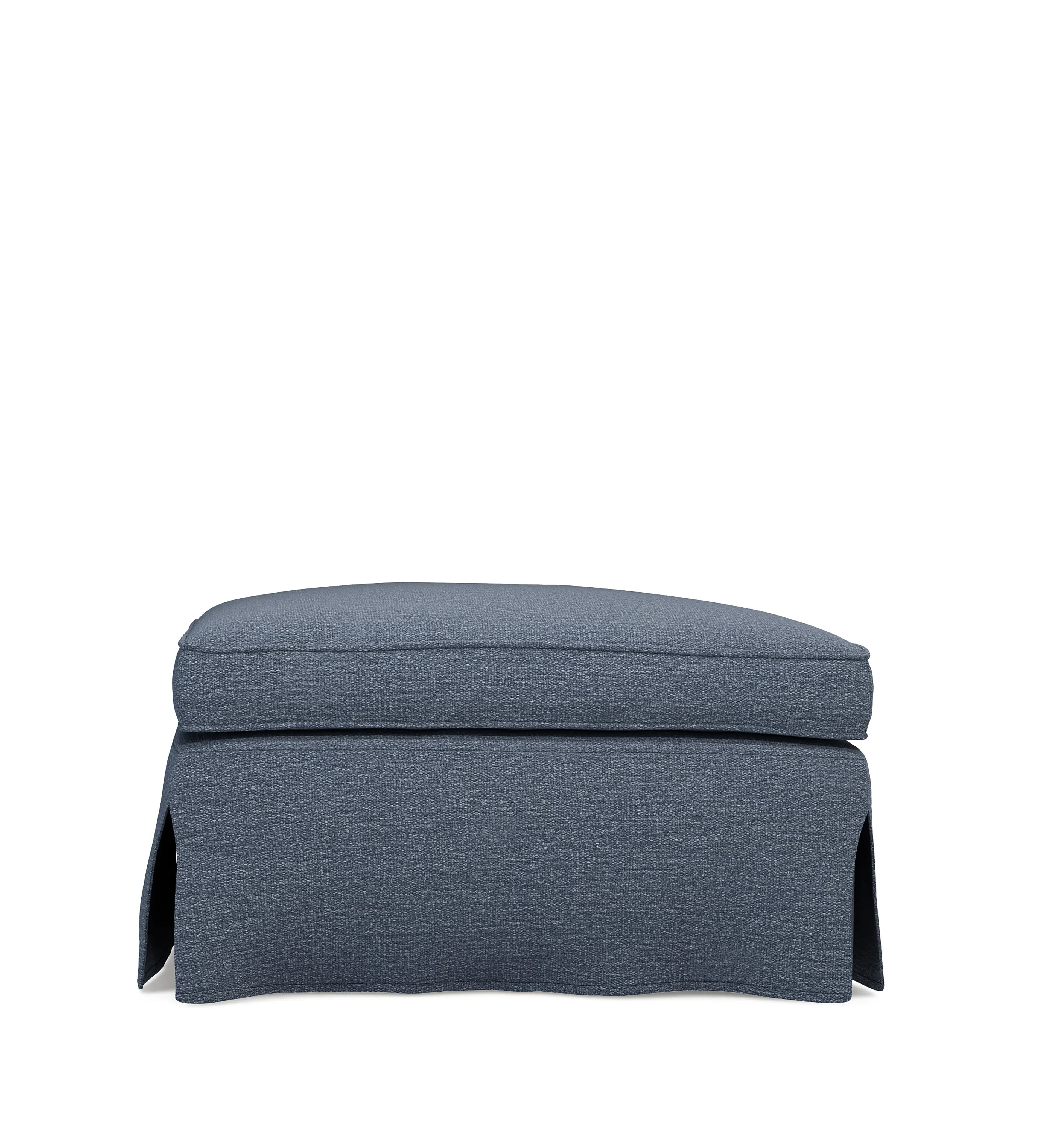Fanshawe Square Footstool Loose Cover - Petrol, Clever Linen by OKA