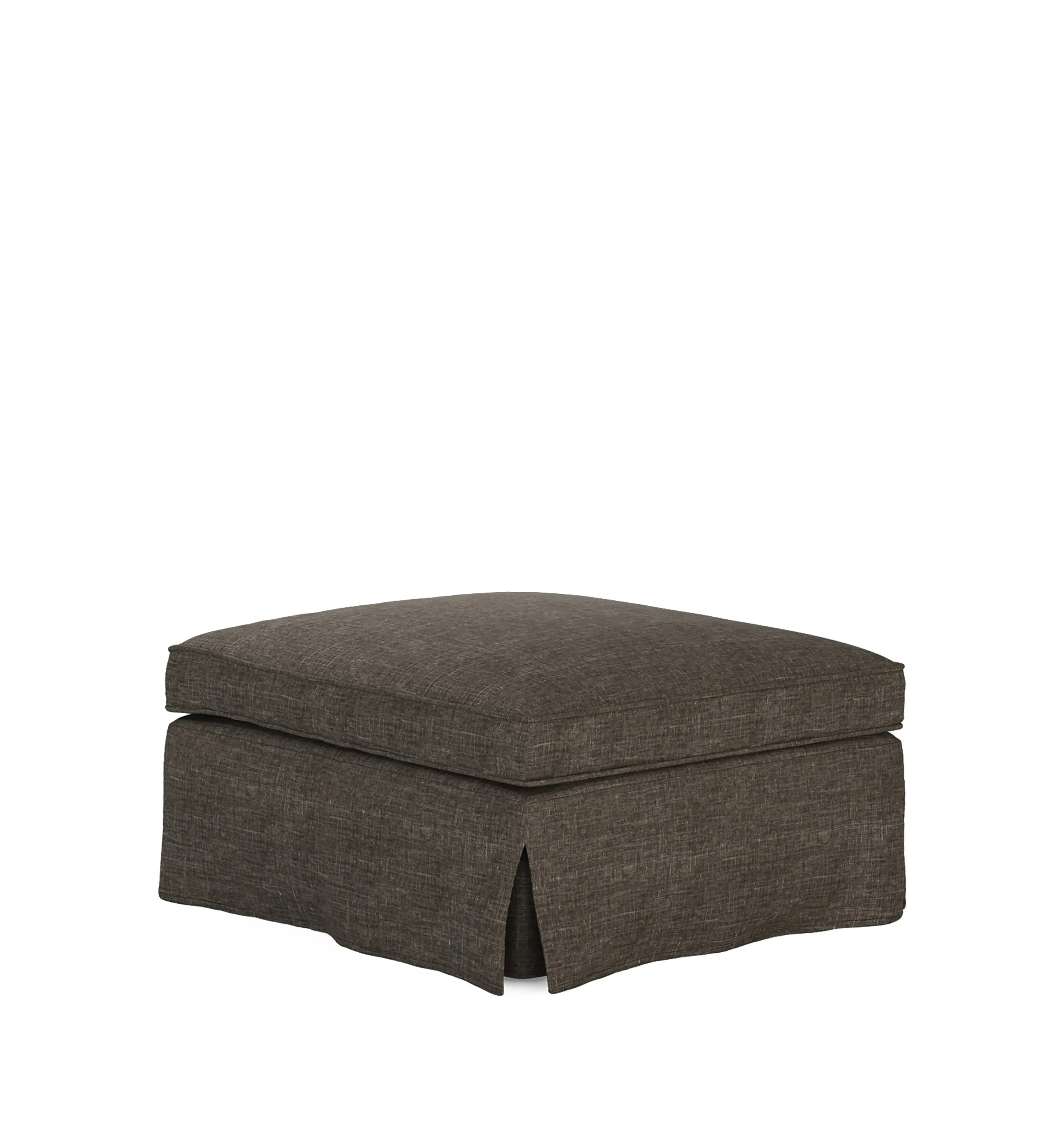Fanshawe Square Footstool Loose Cover - Warm Grey, Laundered Linen by OKA, image 2