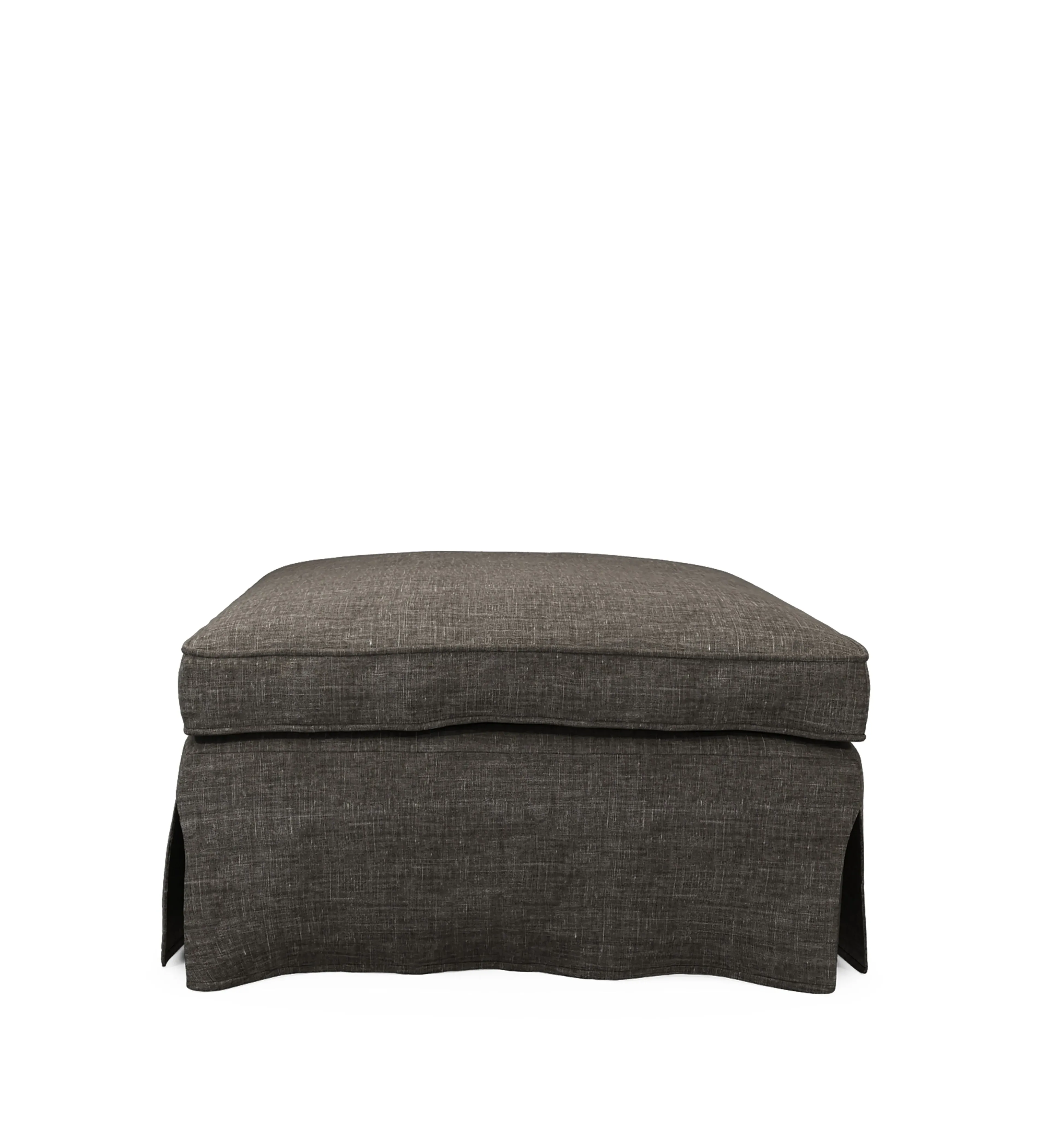 Fanshawe Square Footstool Loose Cover - Warm Grey, Laundered Linen by OKA