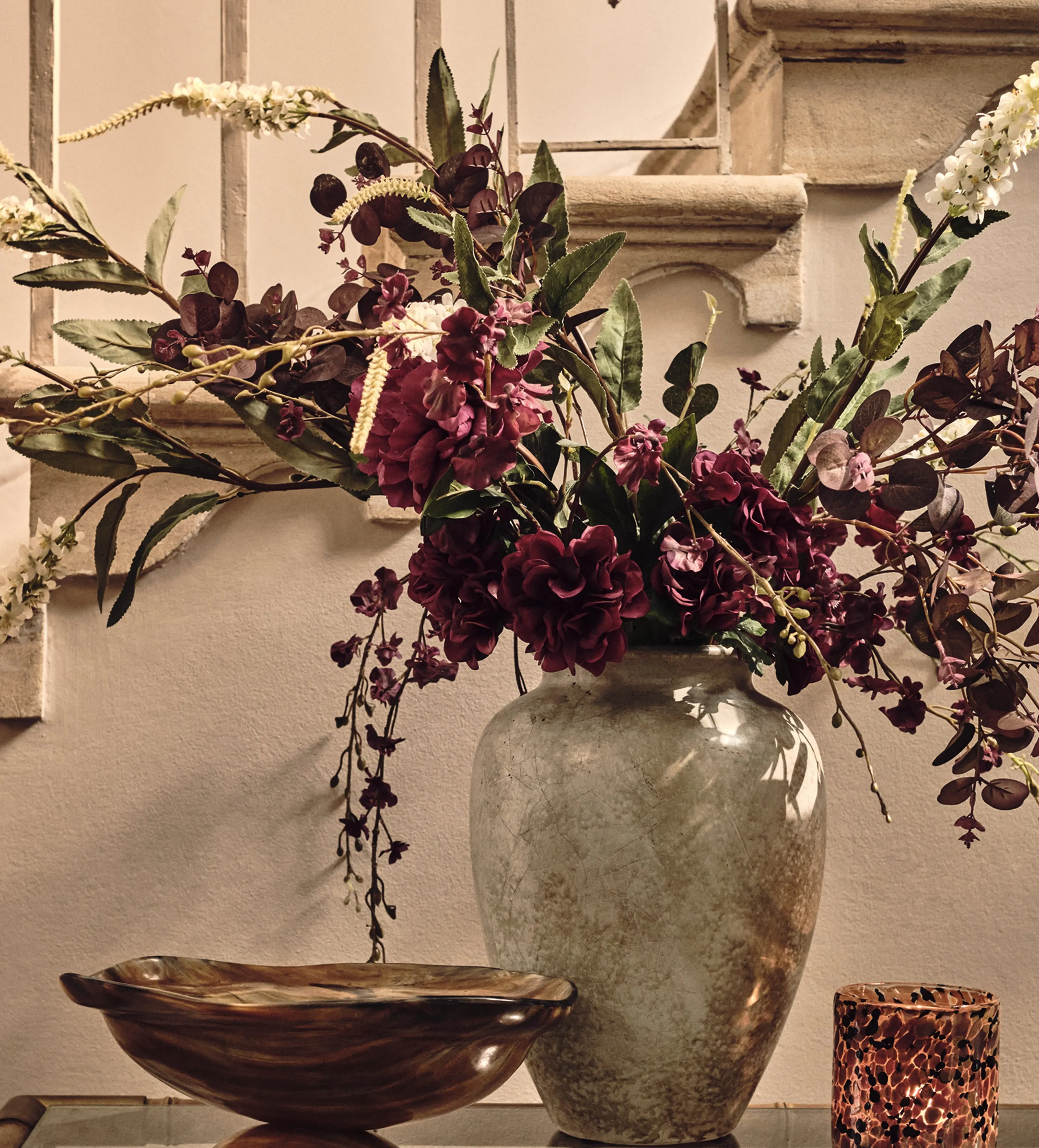 Faux Dancing Lady Orchid Stem - Deep Purple by OKA