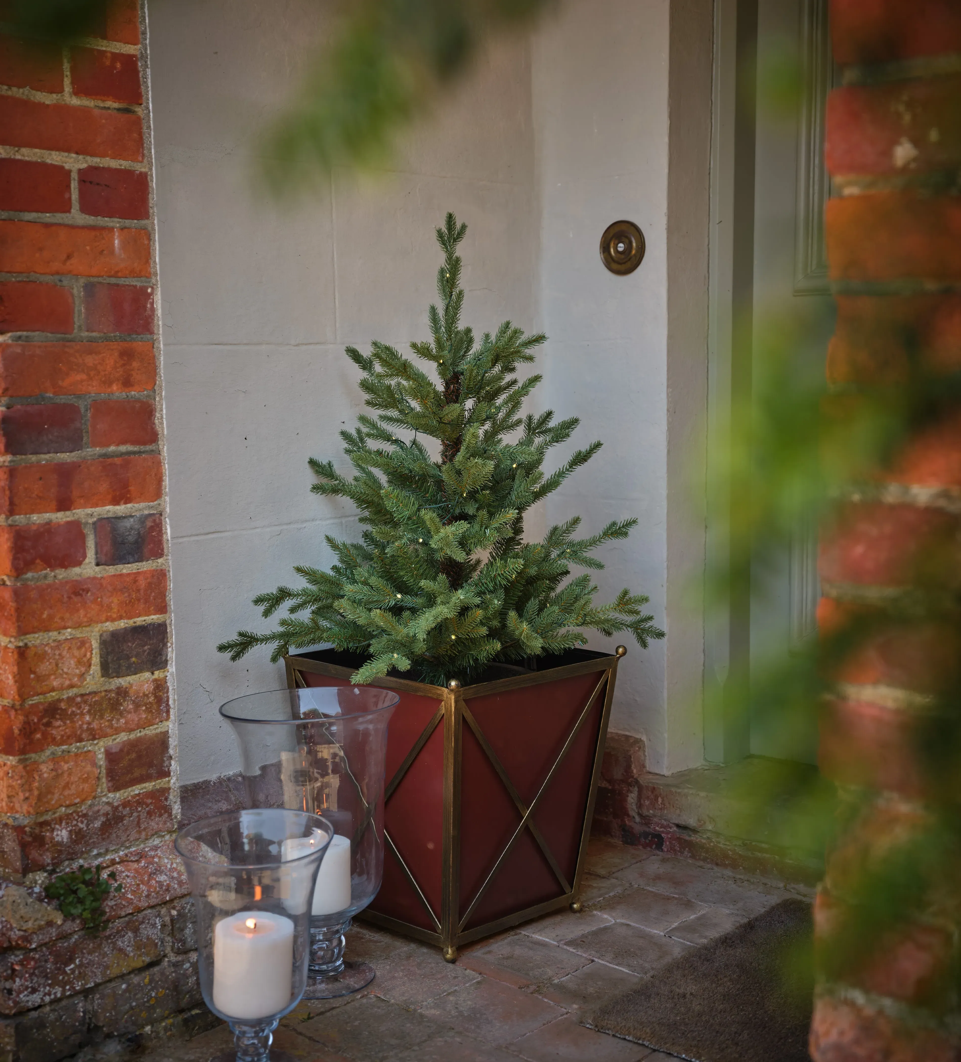 Faux Pre-Lit Potted Spruce Christmas Tree by OKA, image 2