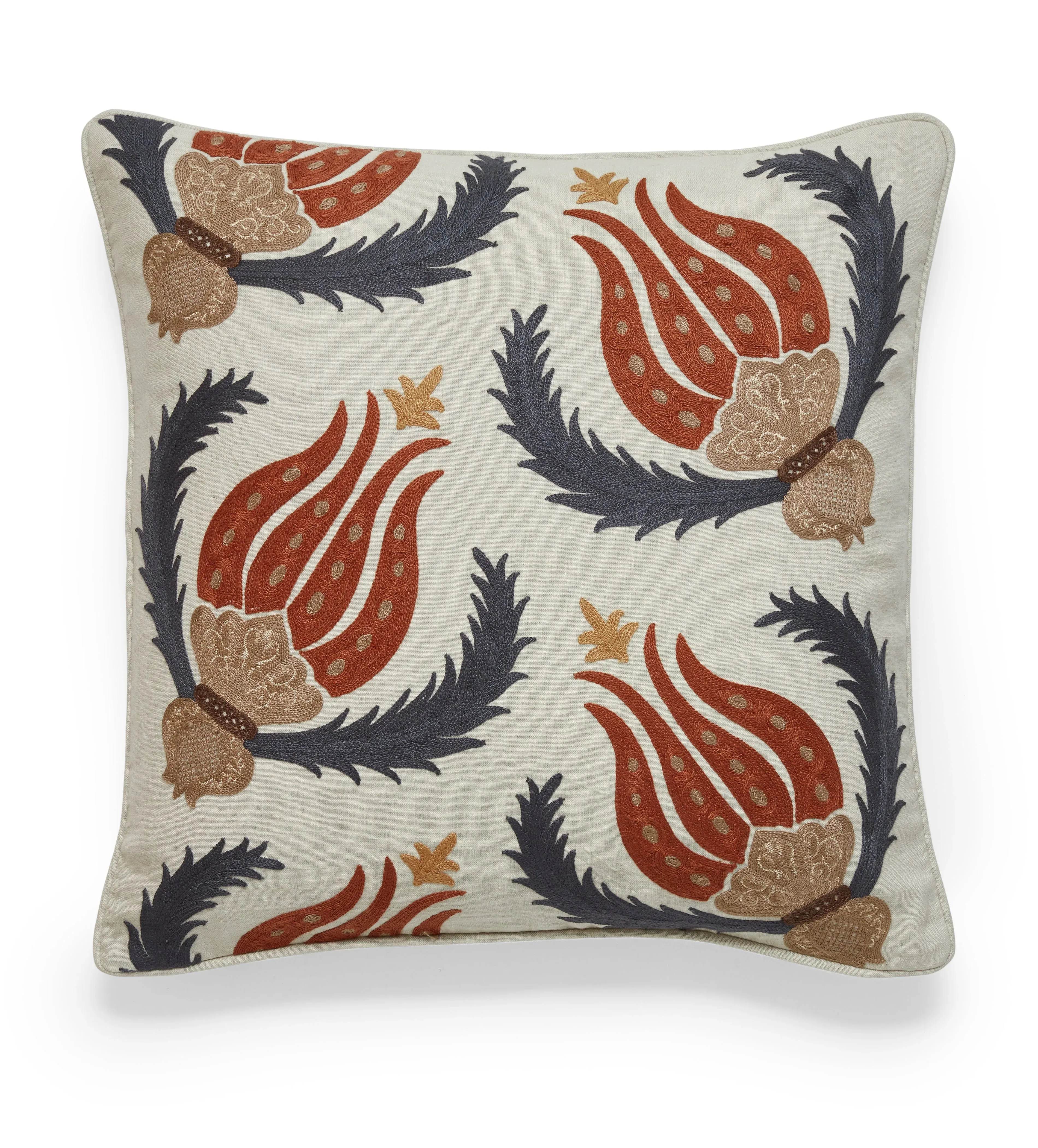 Hazra Cushion Cover - Air Force Blue/Russet, Linen alternate view