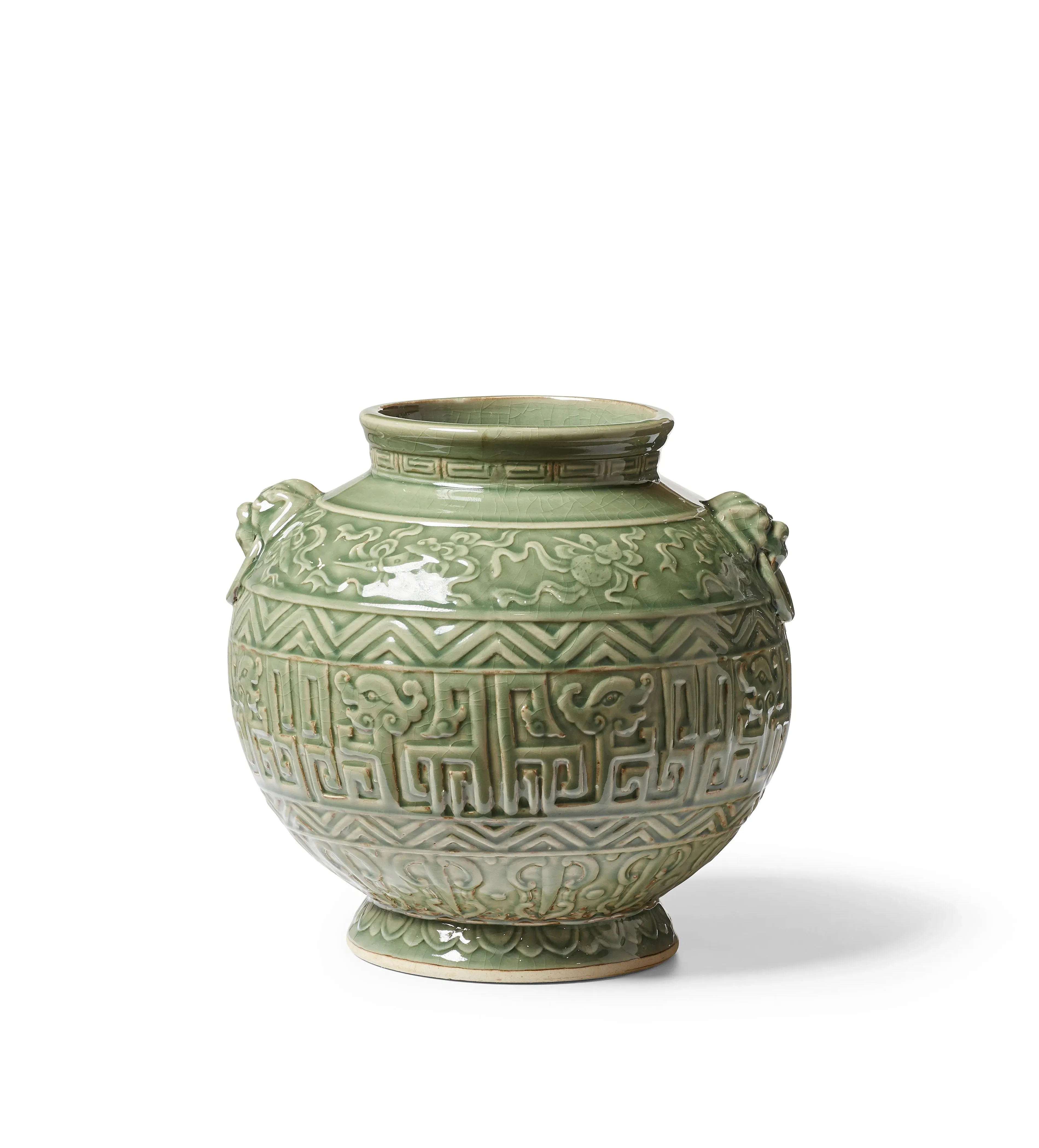 Hongshan Relief Carved Vase - Celadon, Ceramic by OKA, image 2