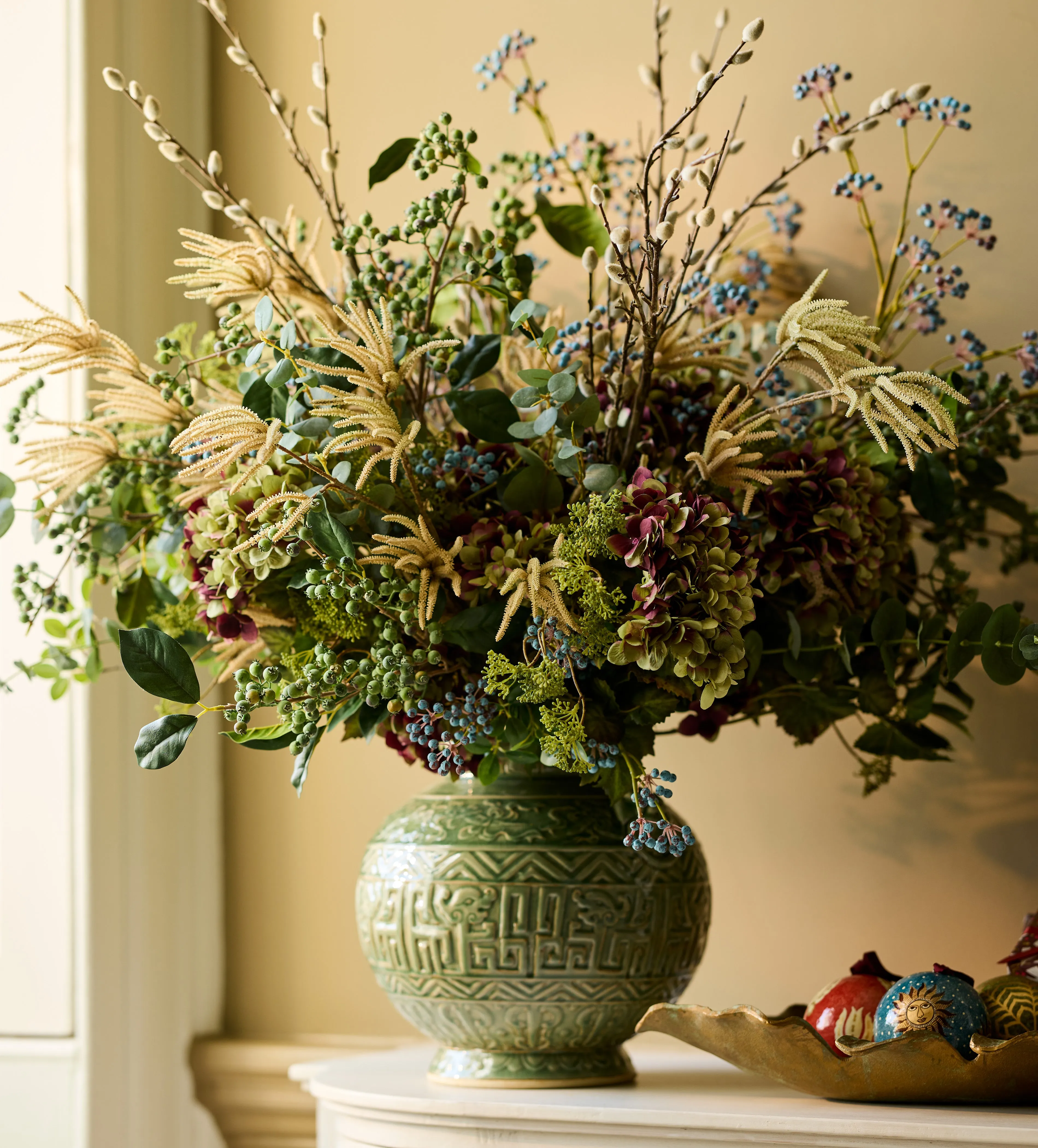 Hongshan Relief Carved Vase - Celadon, Ceramic by OKA