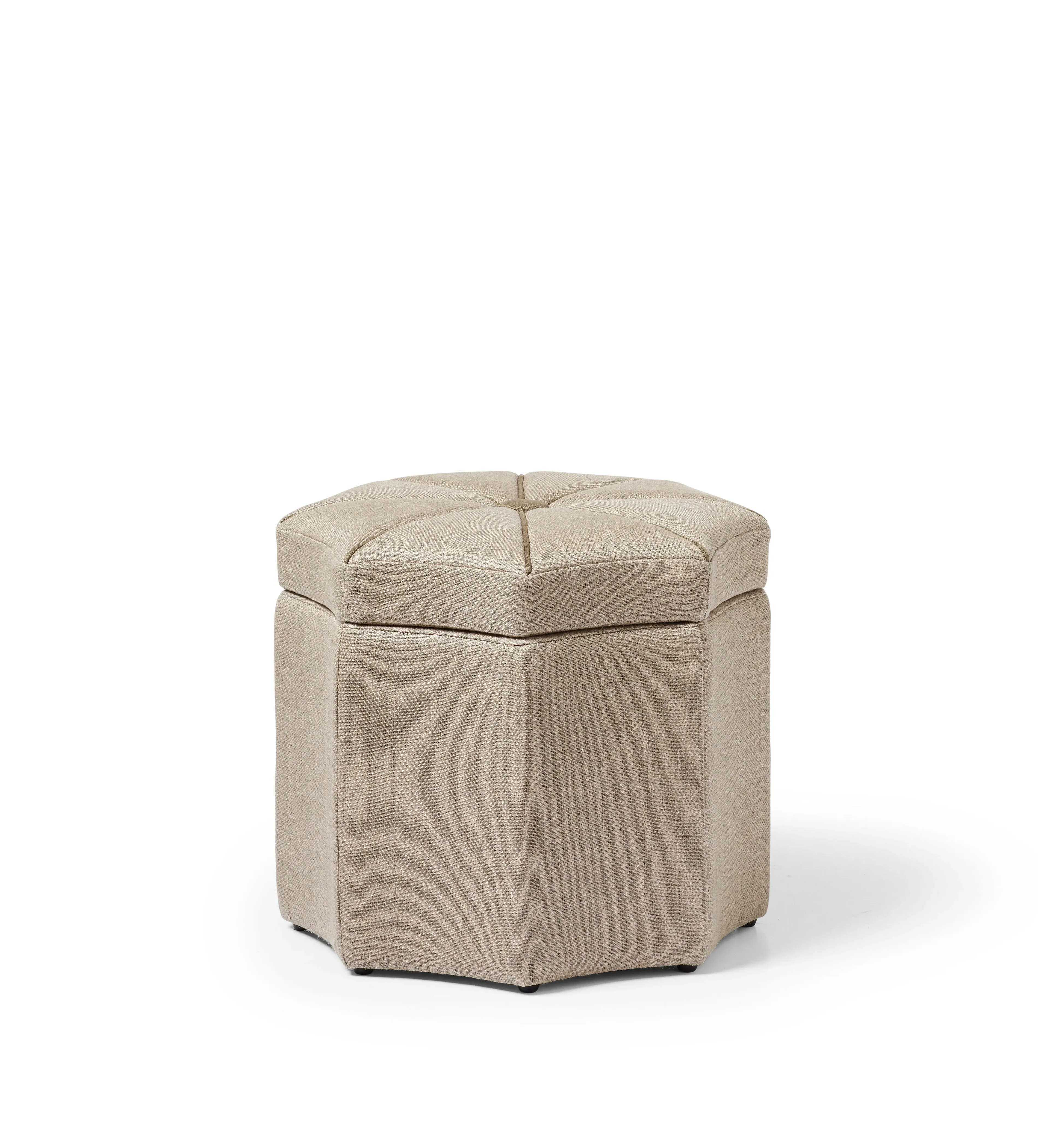 Iford Octagonal Storage Ottoman - Wild Oats, Herringbone alternate view