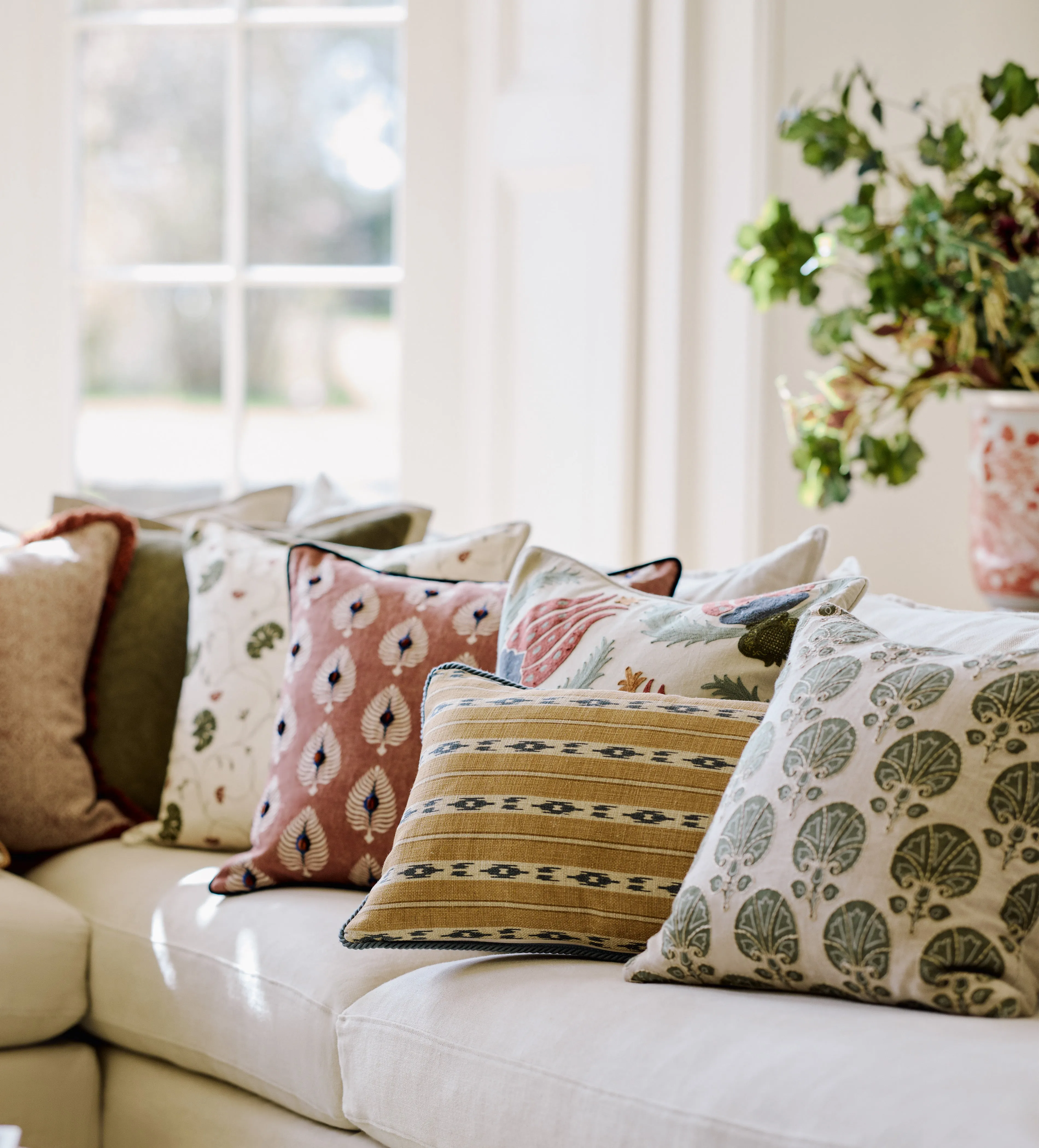 Kalimantan Cushion Cover - Ochre/Petrol, Cotton & Hemp product