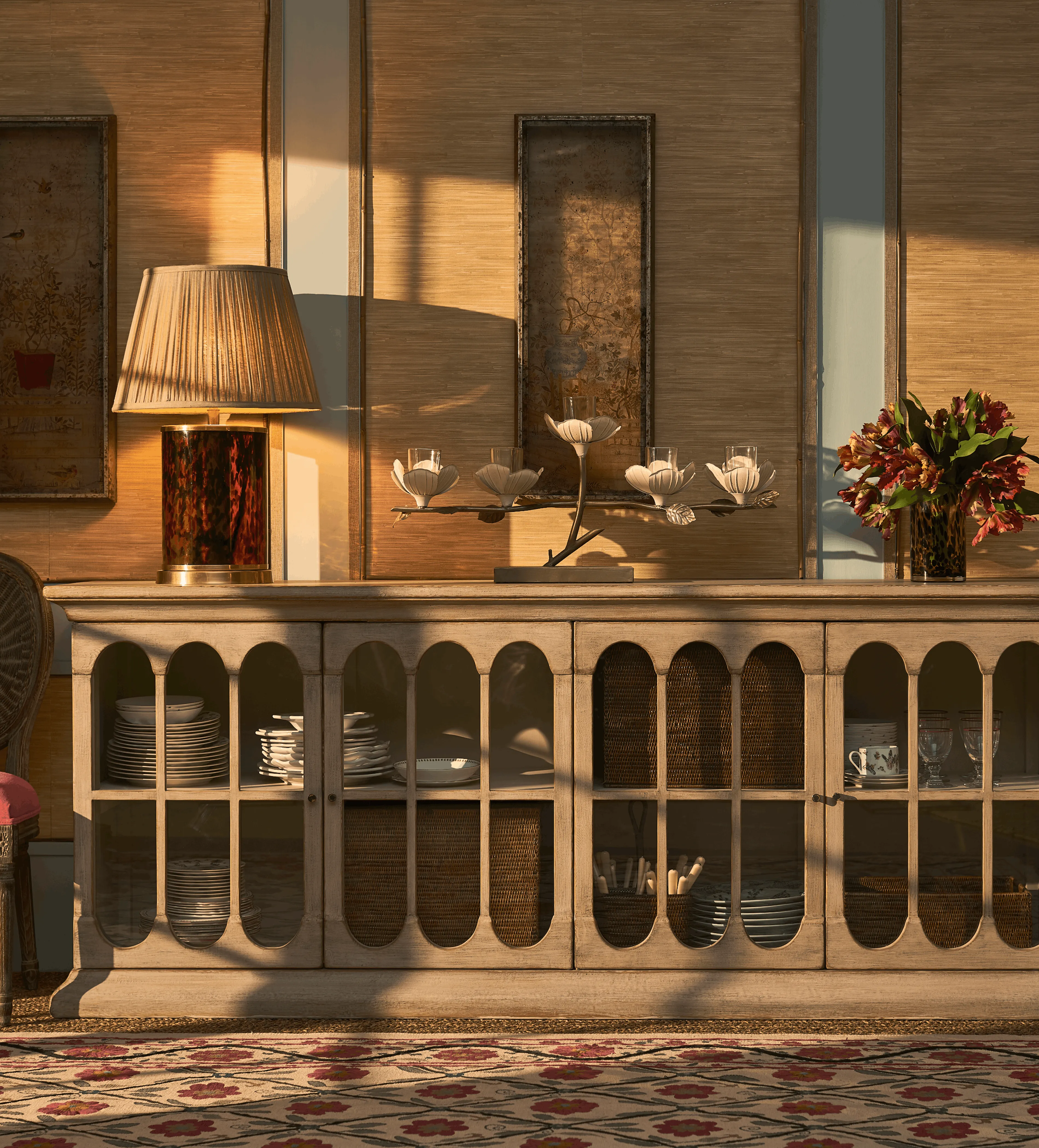 Large Sideboard with Glass Doors - Washed Grey product